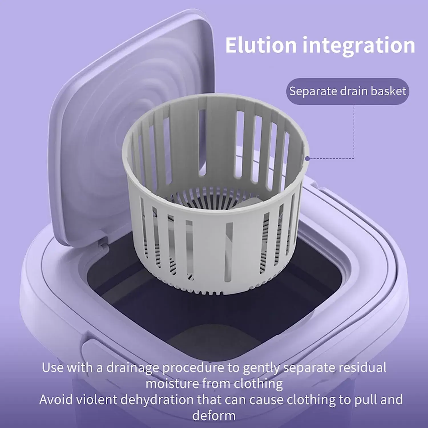 Portable Washing Machine, High Capacity Mini Washer with 3 Modes Deep Cleaning Half Automatic Washt, Foldable Washing Machine with Soft Spin Dry for Socks, Baby Clothes, Towels, Delicate Items (Purple)