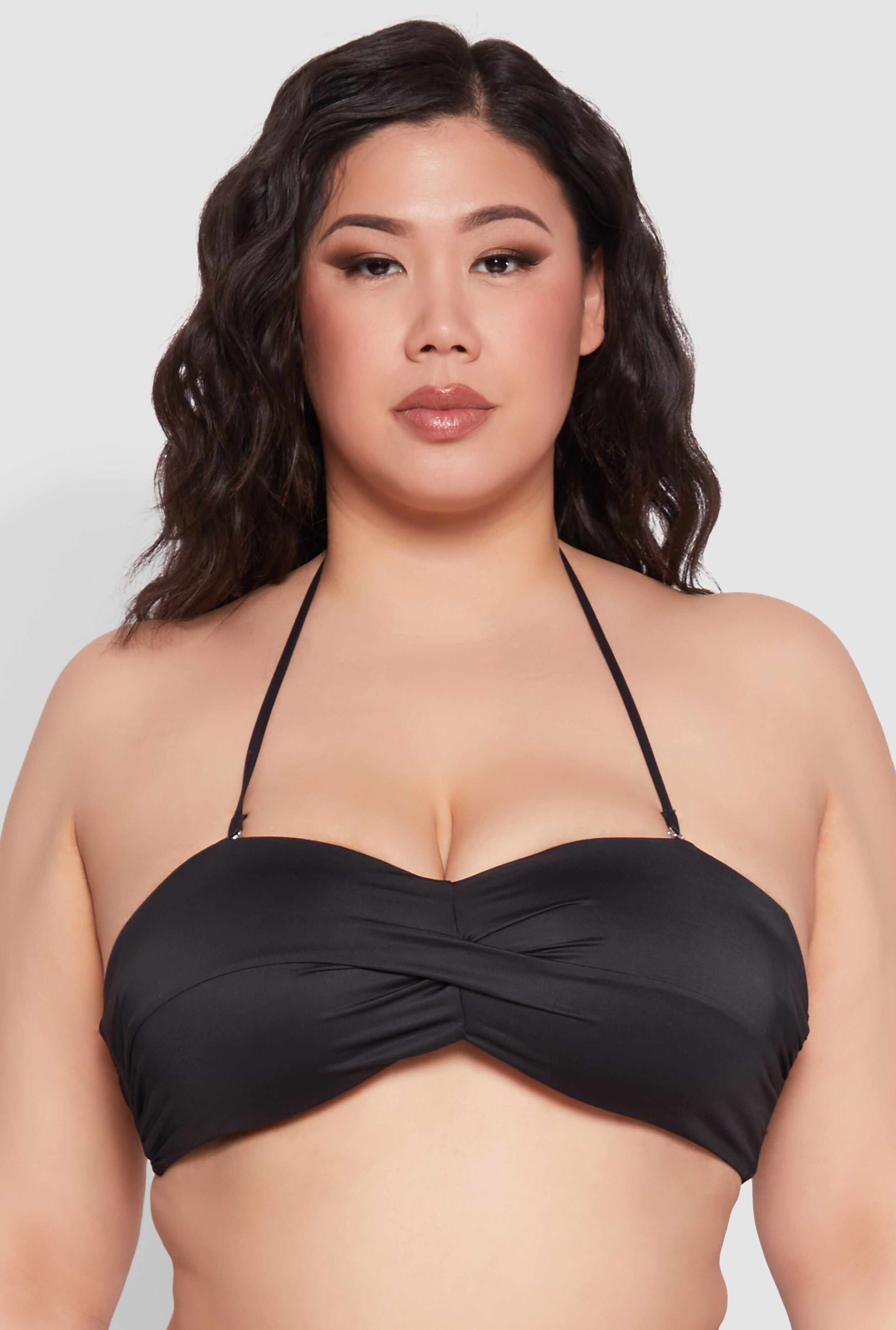 Plus Size Halter Neck Bandeau Bikini Top