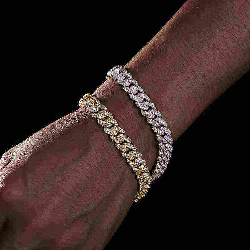 Test10mm S925 2 Row Moissanite Bubble Cuban Link Bracelet