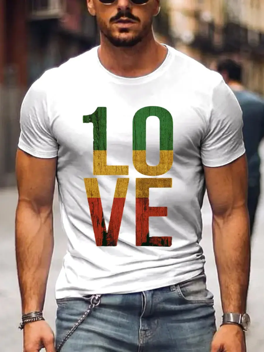 Men's Retro Love  Art Print T-Shirt
