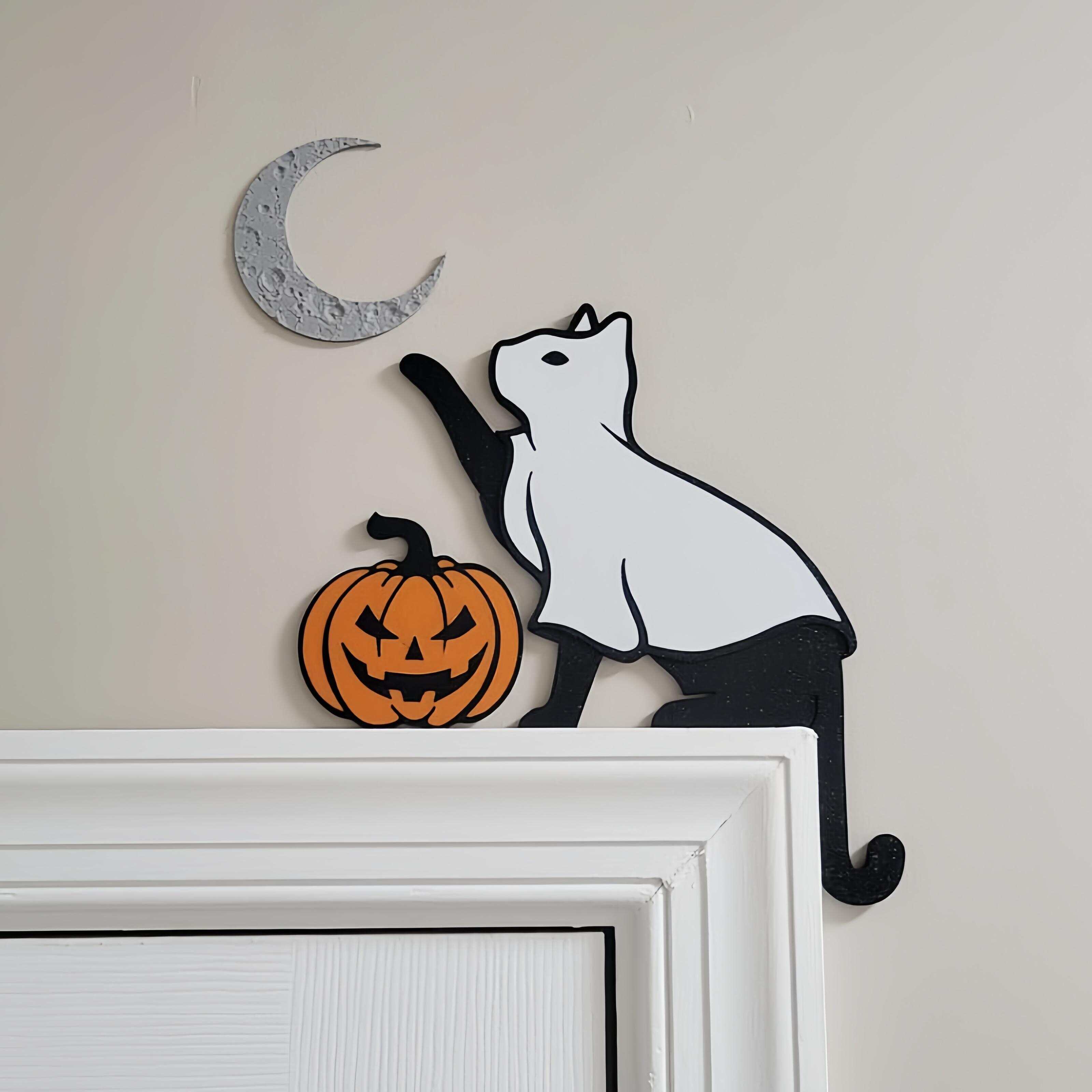 Ghost Cat Door Corner Topper Set