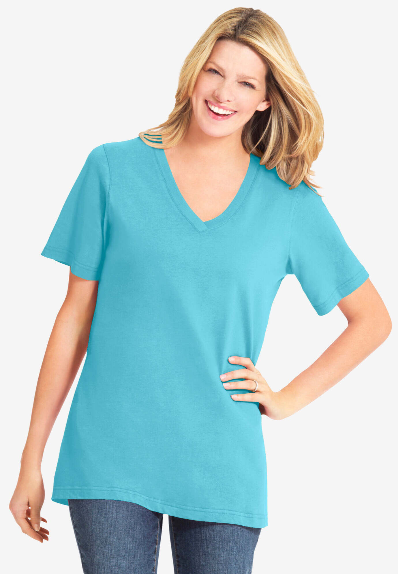 Perfect Short-Sleeve V-Neck Tee