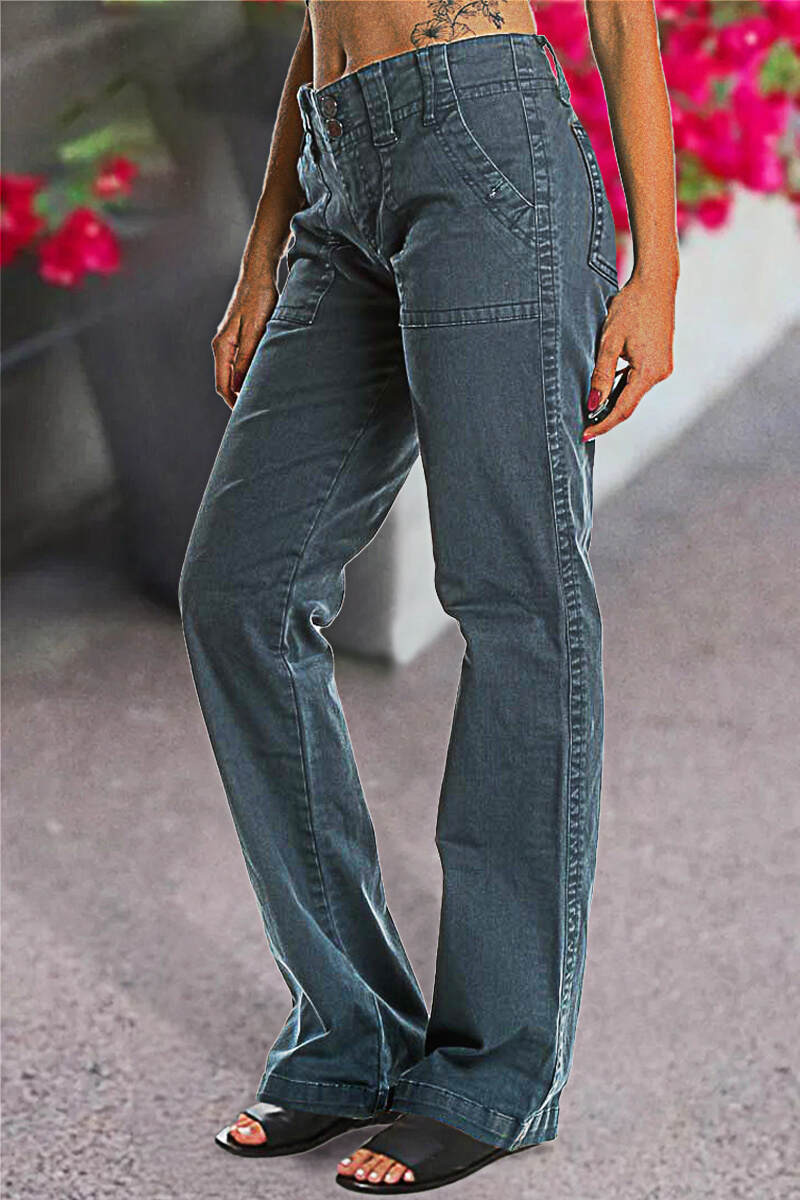 🔥Double Button Mid Waist Straight Leg Pants