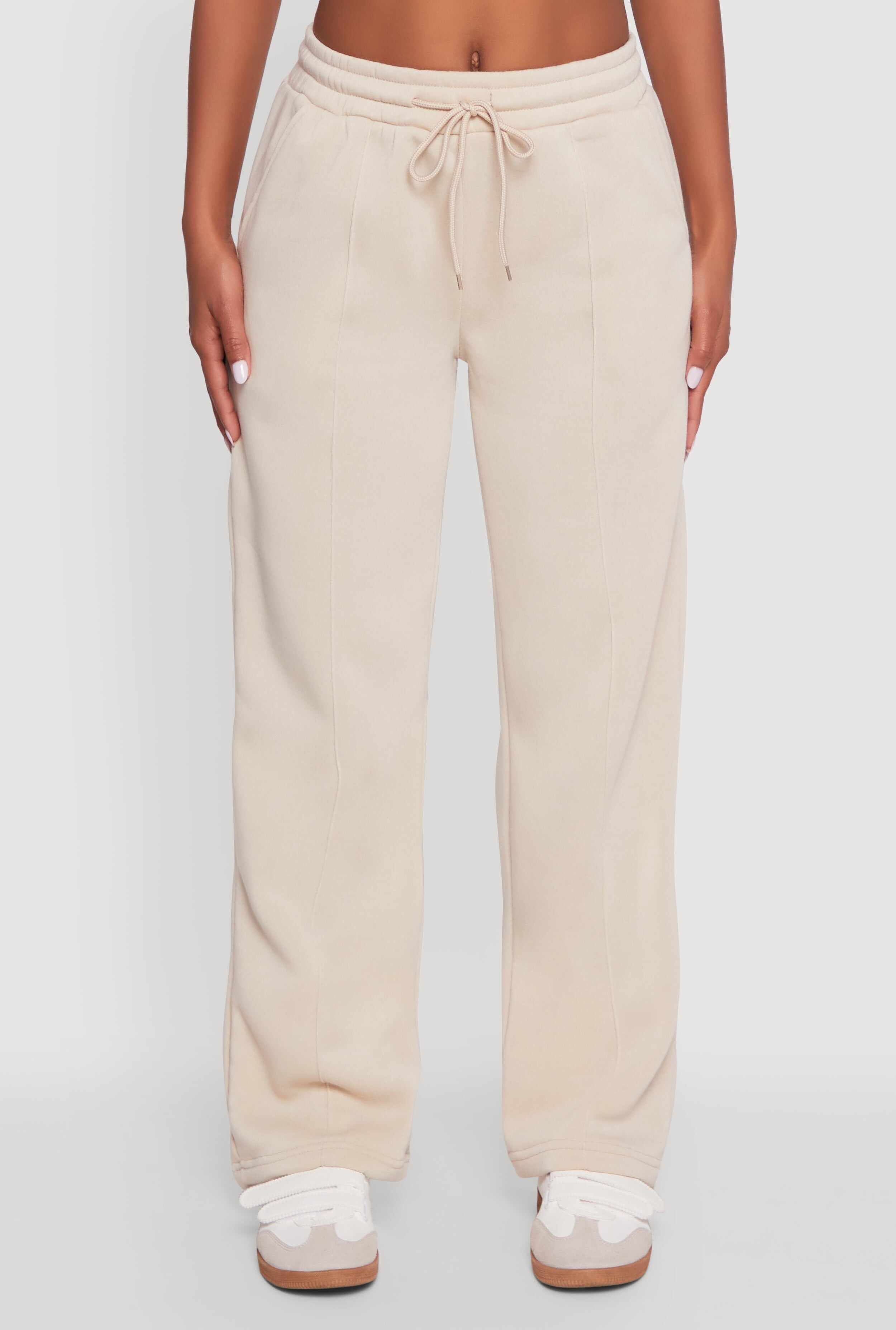 Wide Leg Fleece Sweatpants with Pockets