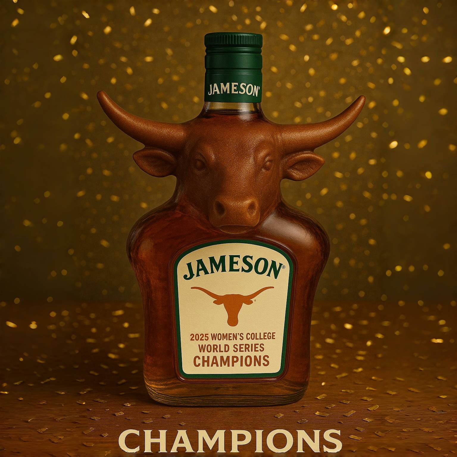 Texas Longhorns WCWS Champion Whiskey Bottle