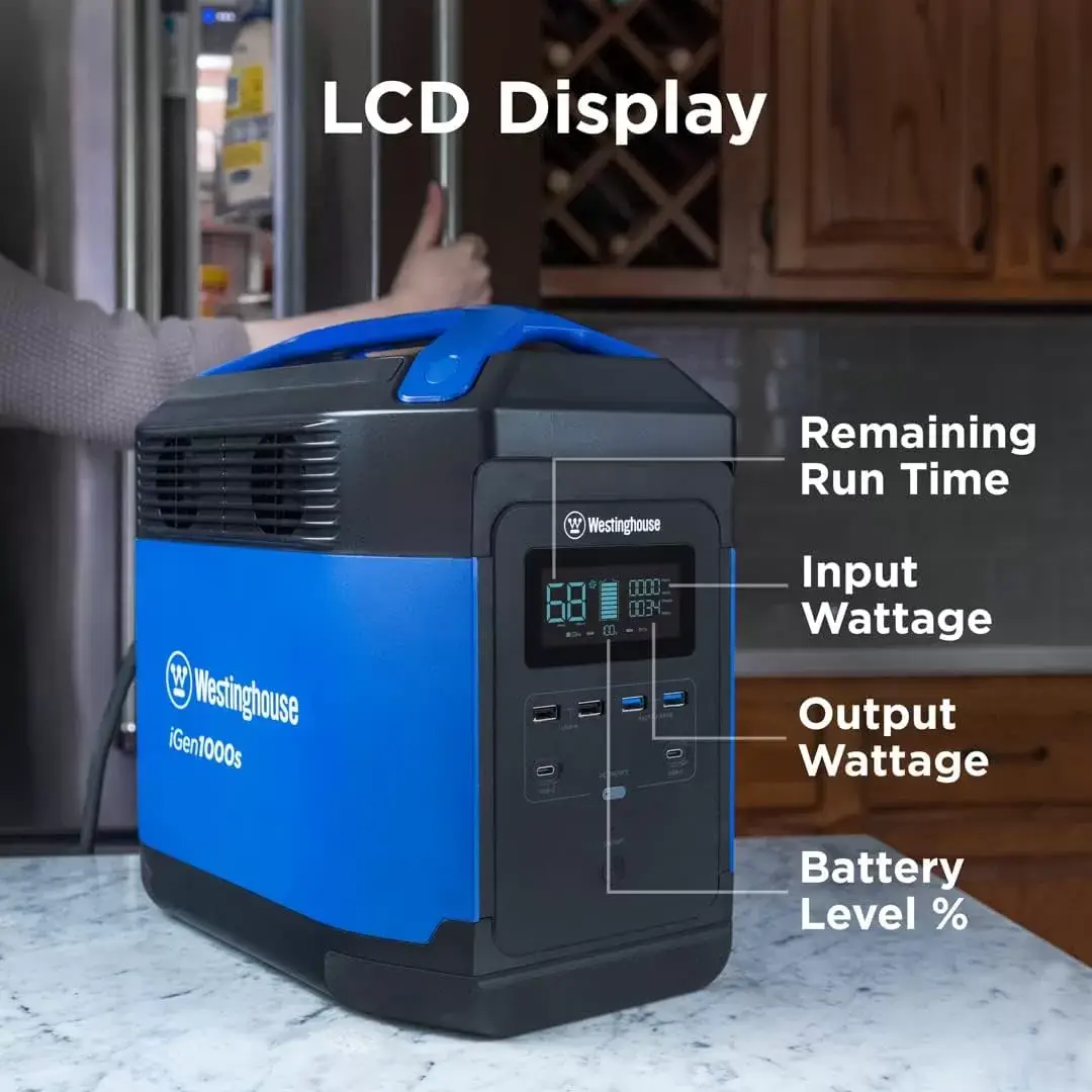 Westinghouse 155Wh 150 Peak Watt Portable Power Station and Solar Generator, Pure Sine Wave AC Outlet, Backup Lithium Battery for Camping, Home, Travel, Indoor/Outdoor Use (Solar Panel Not Included)