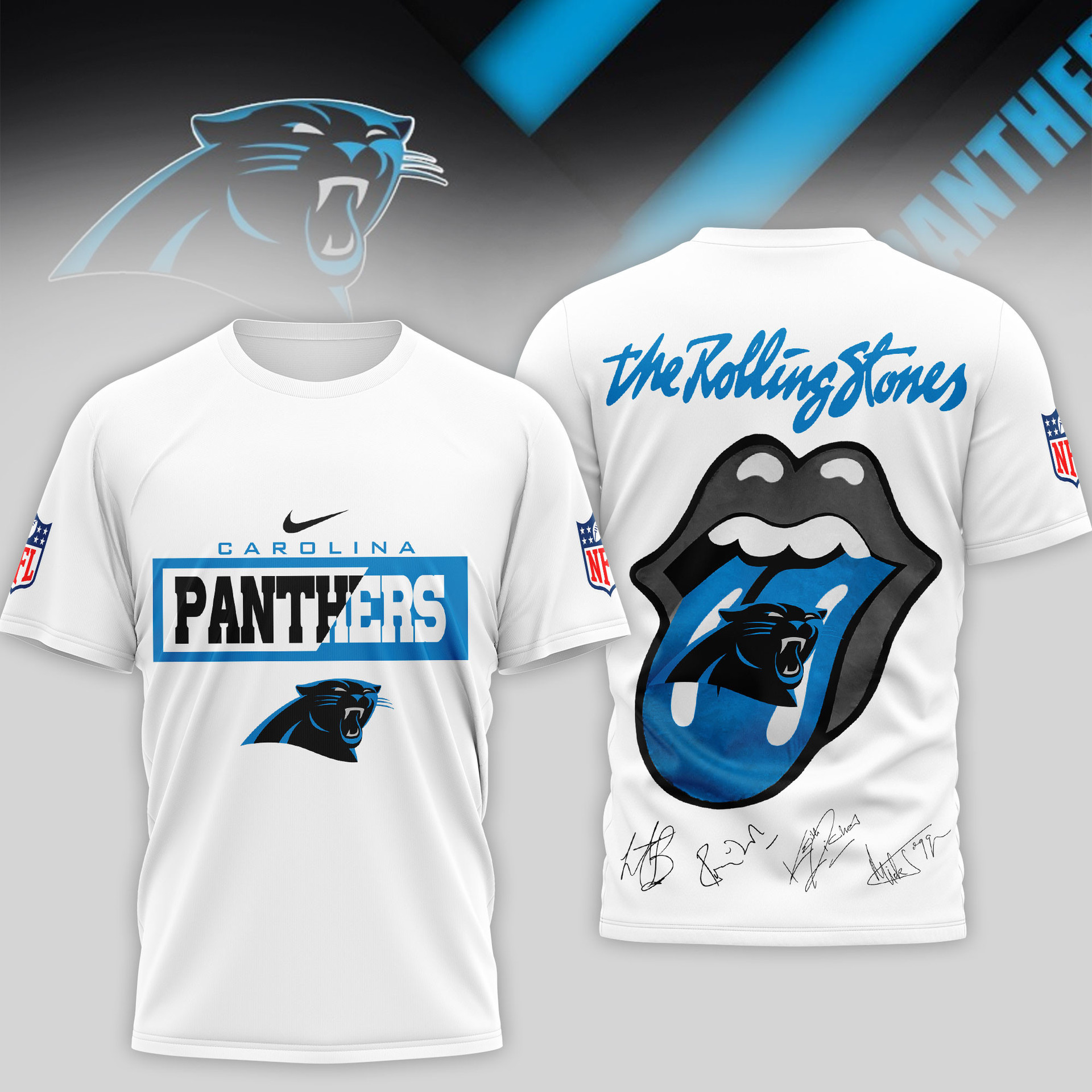 Carolina Panthers | Premium NFL The Rolling Stones 3D Shirt TD