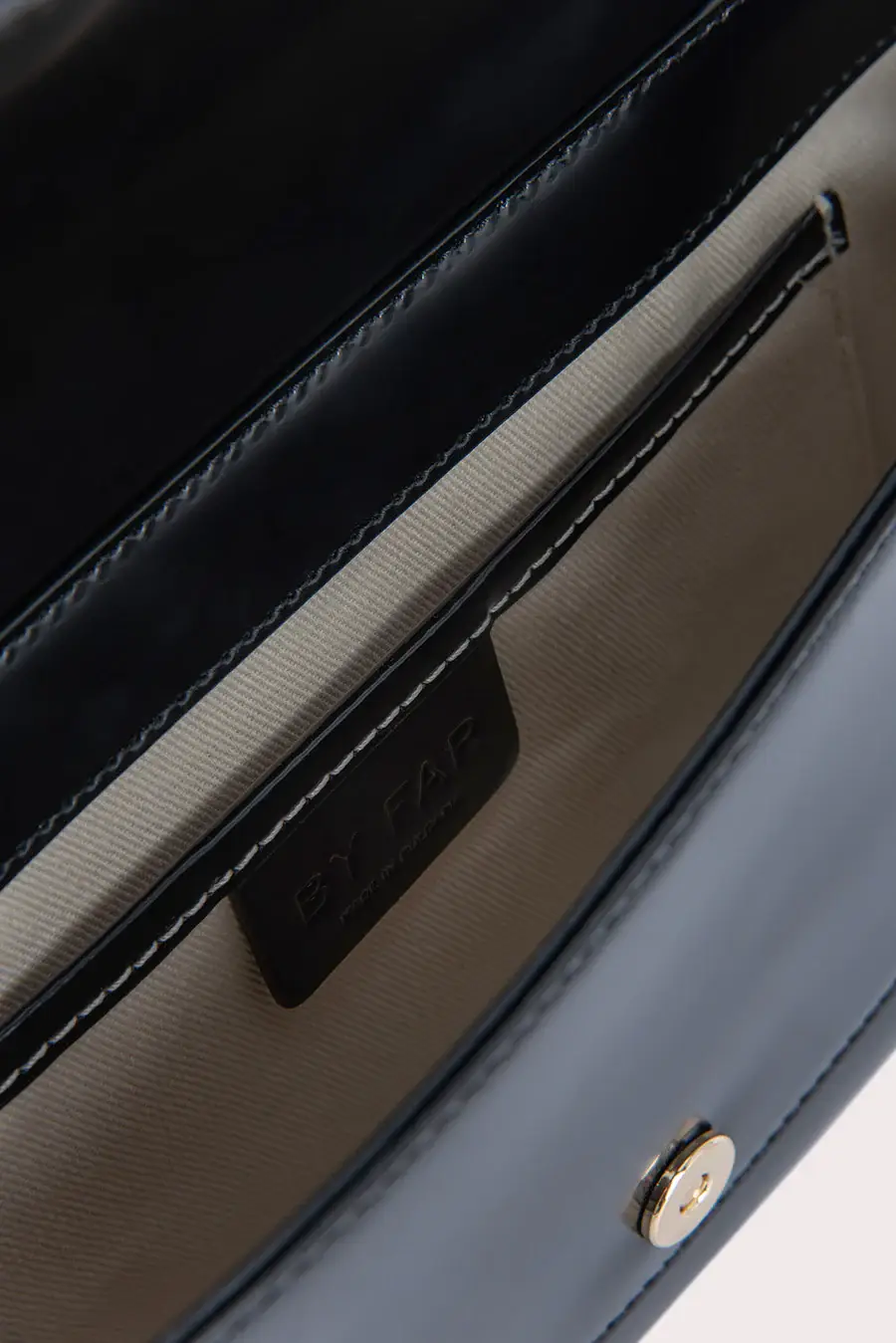 Black Semi Patent Leather Shoulder Bag