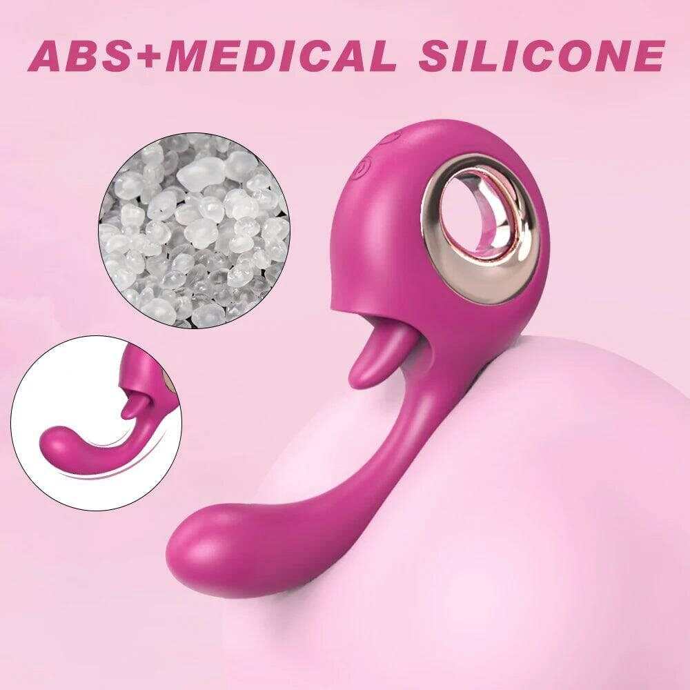 G-Spot Vibrator with Tongue Licking: 2-in-1 Clit & Oral Silicone Toy