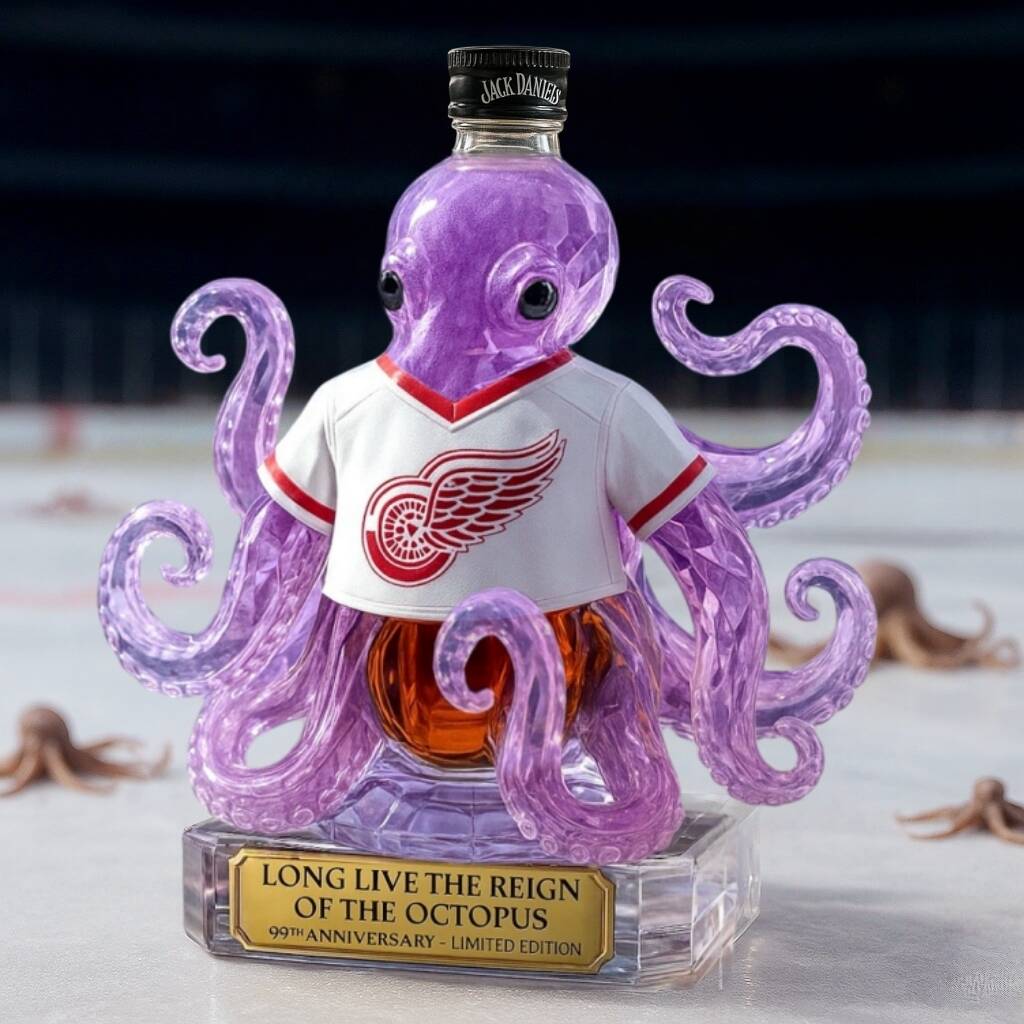 Detroit Red Wings - Reign of the Octopus Whiskey Bottle