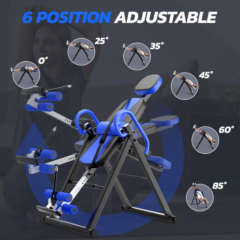 YOLEO Gravity Heavy Duty Inversion Table for Pain Relief Therapy with Headrest & Adjustable Protective Belt Back Stretcher Machine