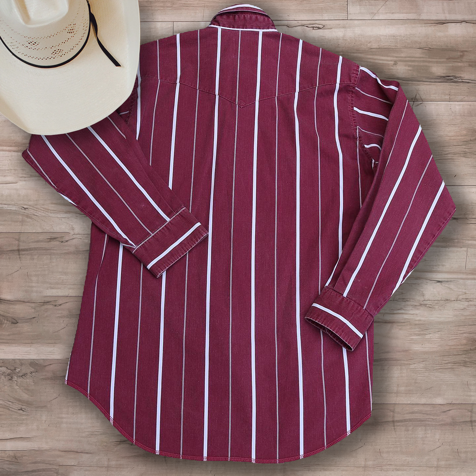 Men's Casual Western Red Striped Shirt