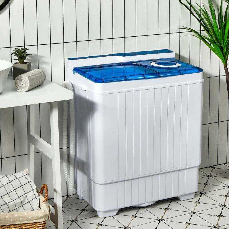 26 LBS Portable Washing Machine with Drain Pump, 2-in-1 Twin Tub Top Load Washer Dryer Combo for RV Apartment