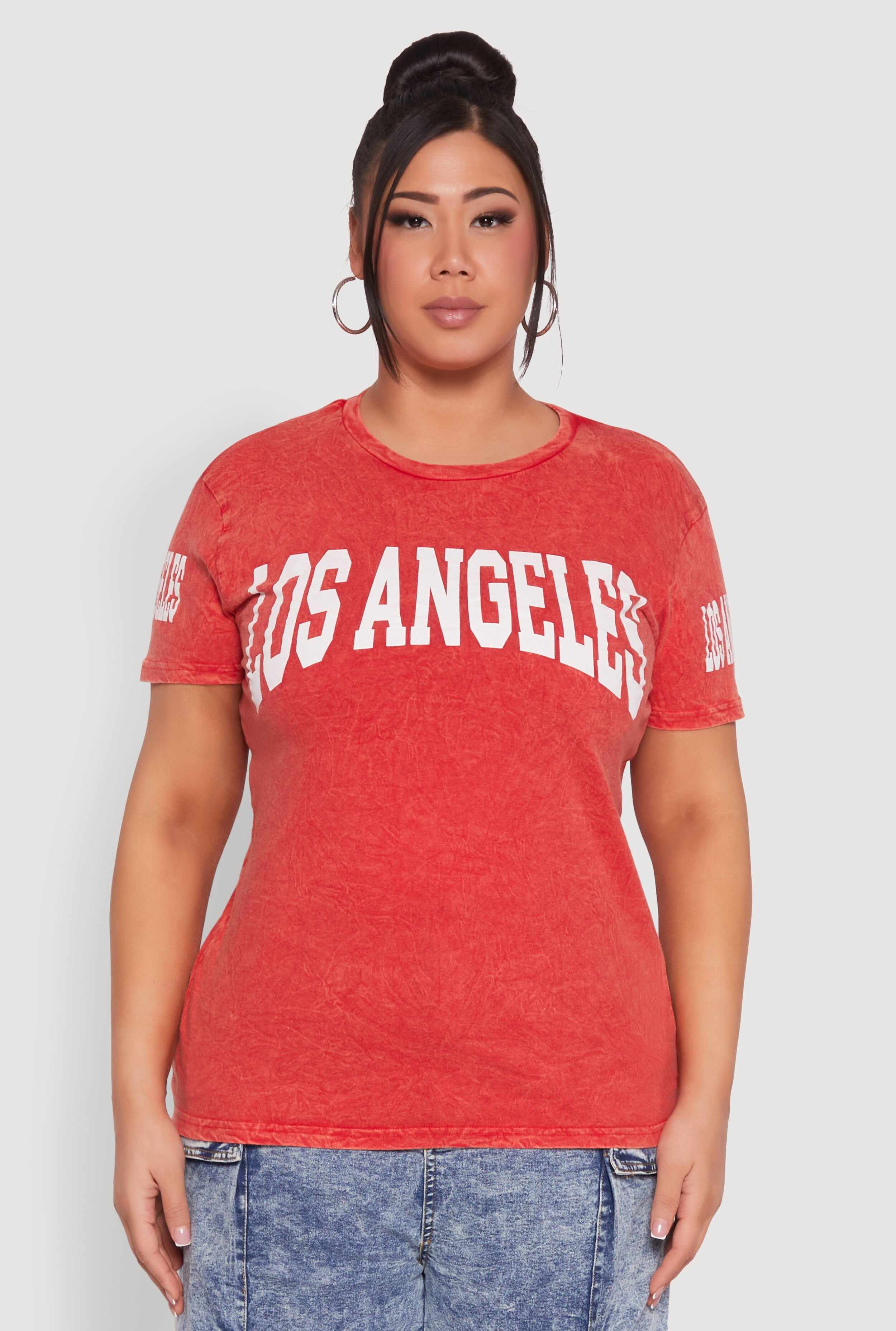 Plus Size Mineral Wash Los Angeles Graphic Tee