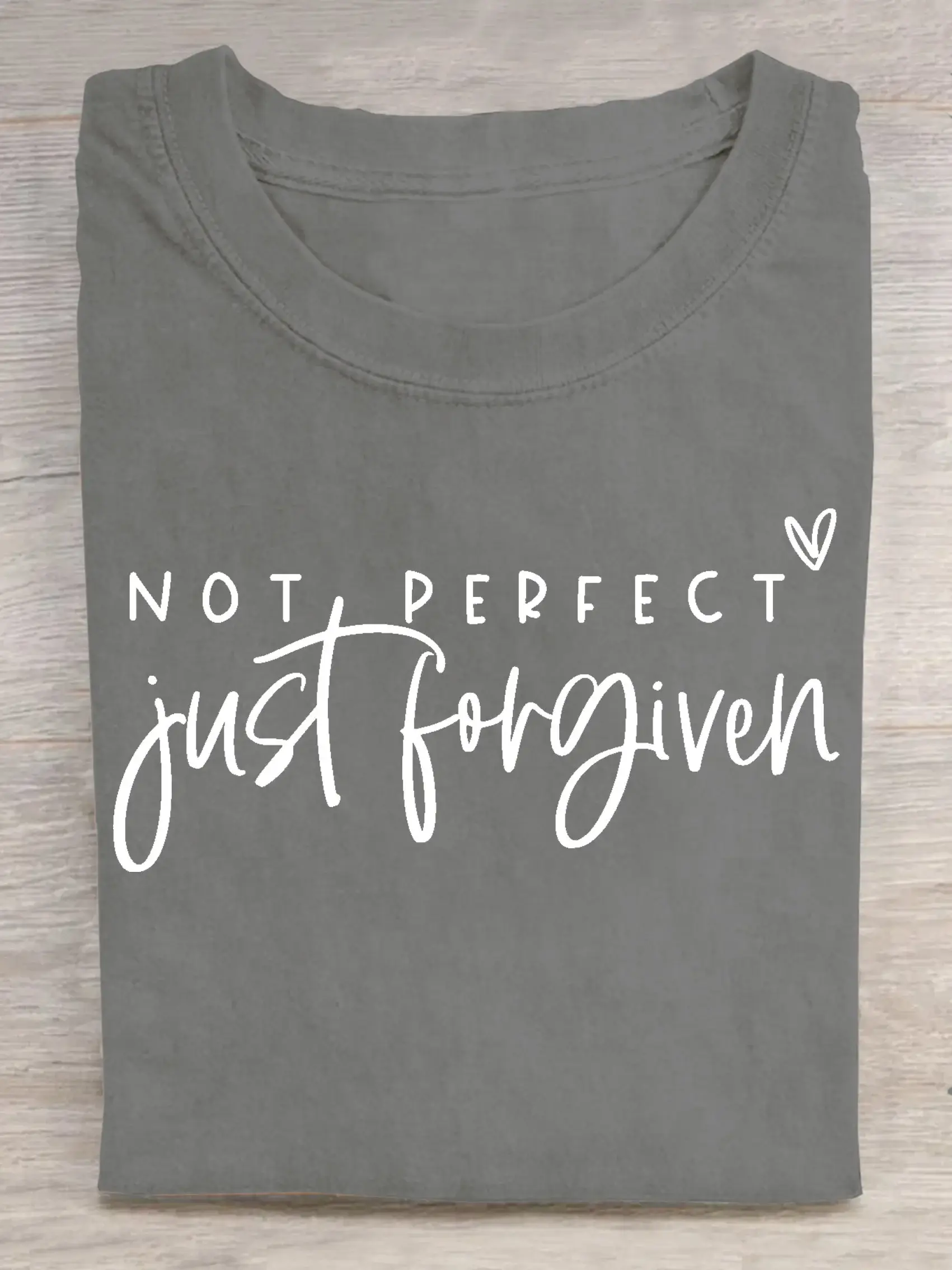 Not Perfect Just Forgiven Verse Religious Faith Outfit Church Christian Print T-shirt