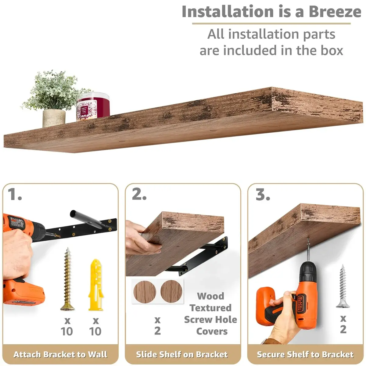 Sorbus Long Floating Shelves for Wall Set of 2 - 35