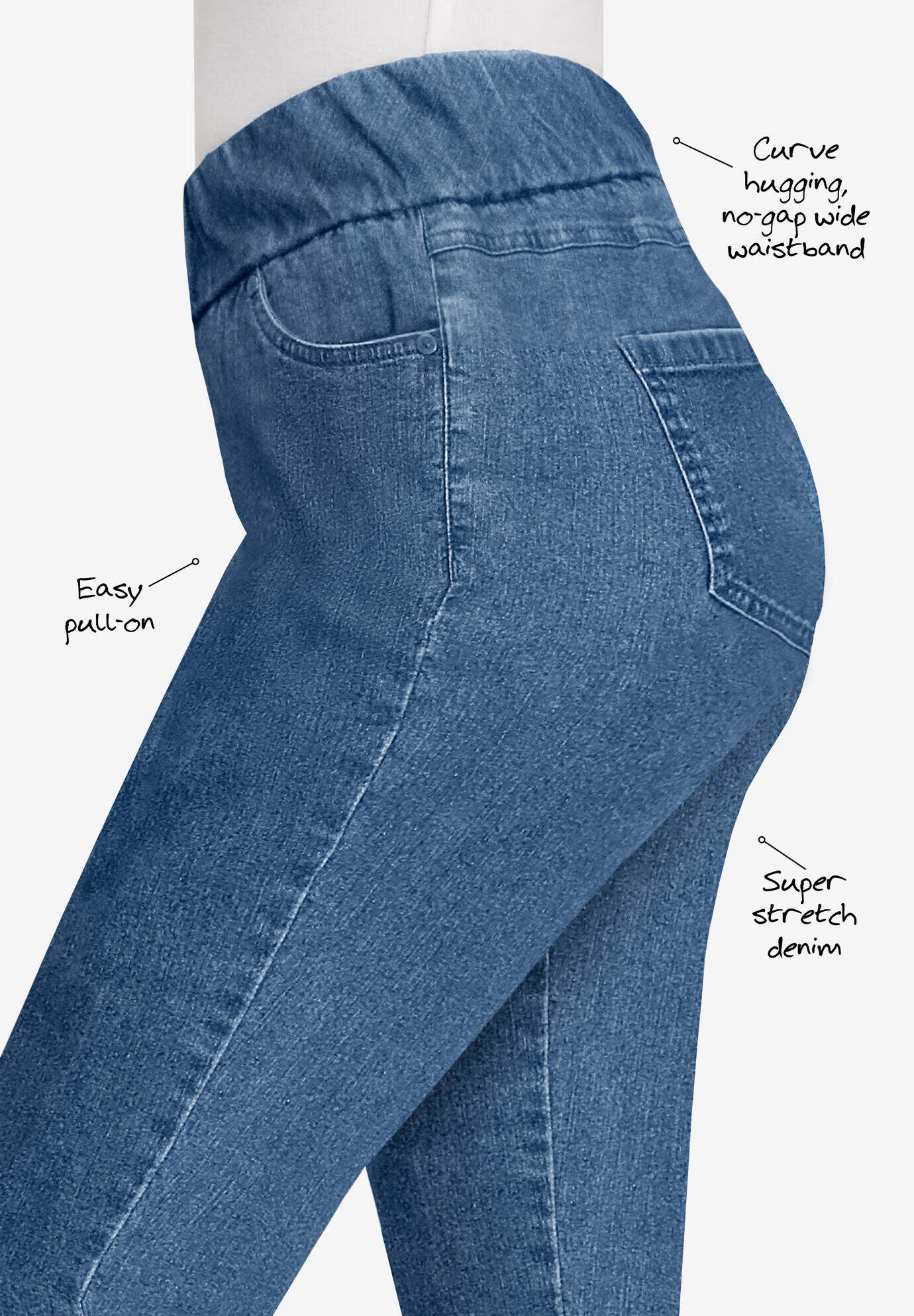 Comfort Waist Stretch Denim Side Button Ankle Jean