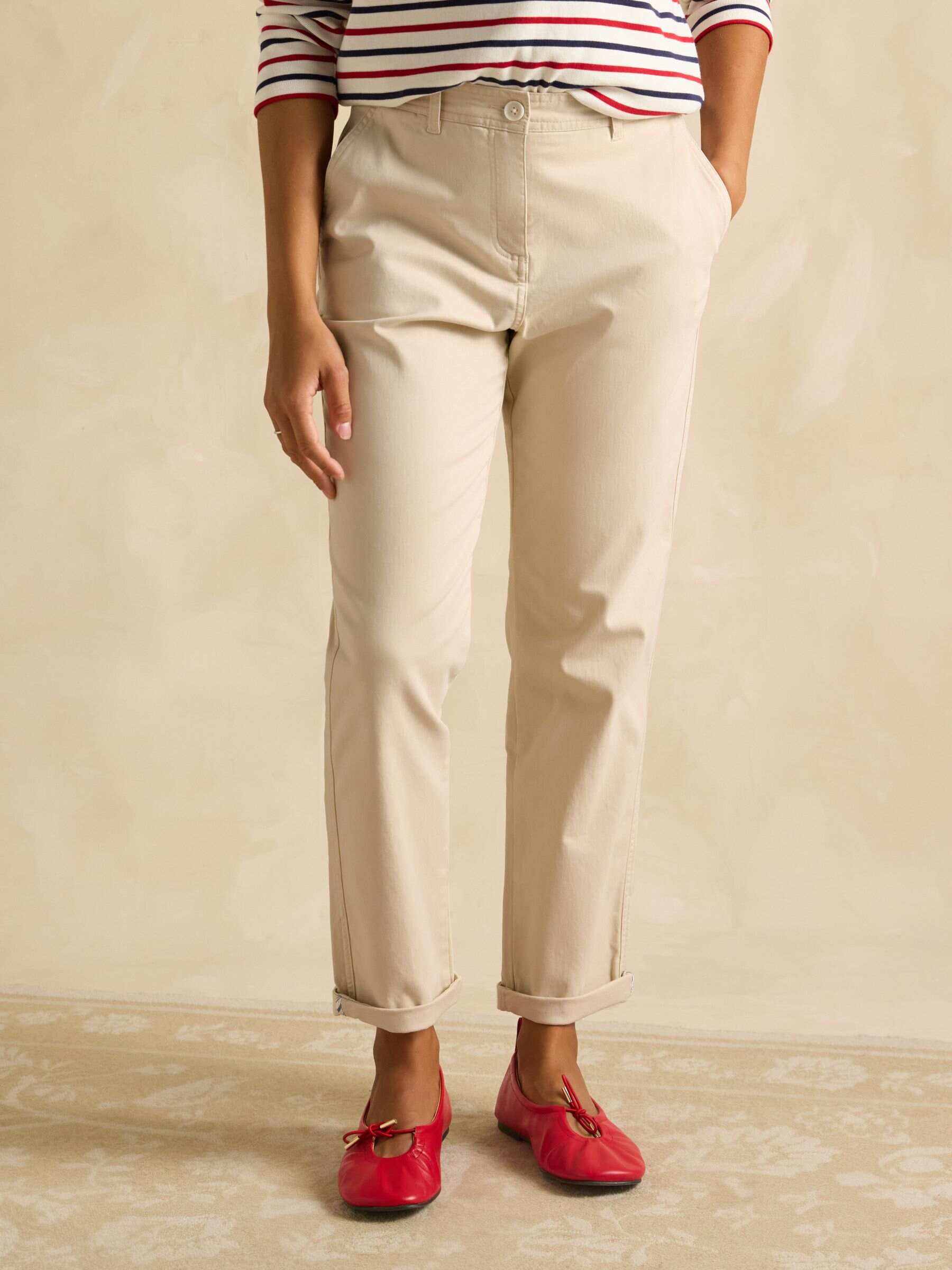 Slim Straight Sand Chino Trousers