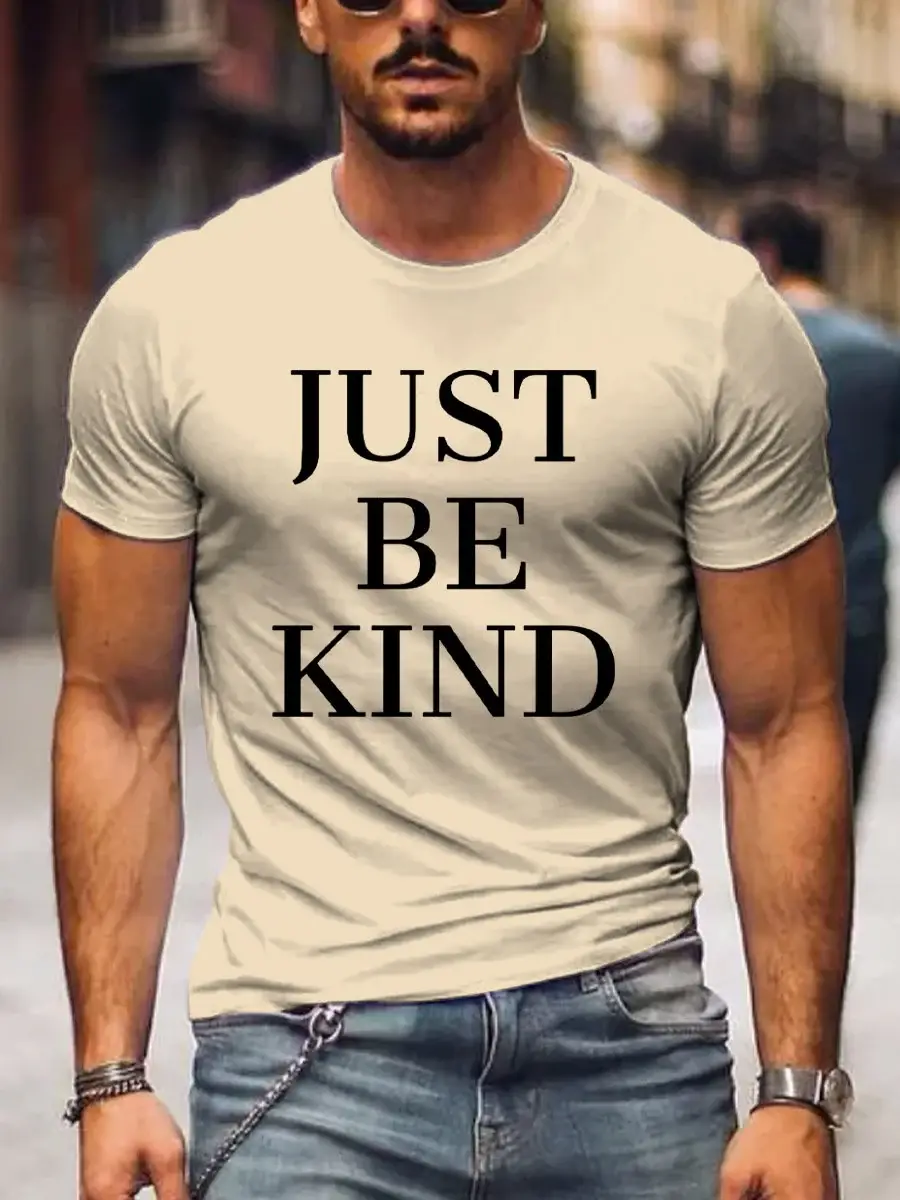 Men's Just Be Kind Art Print Casual T-Shirt