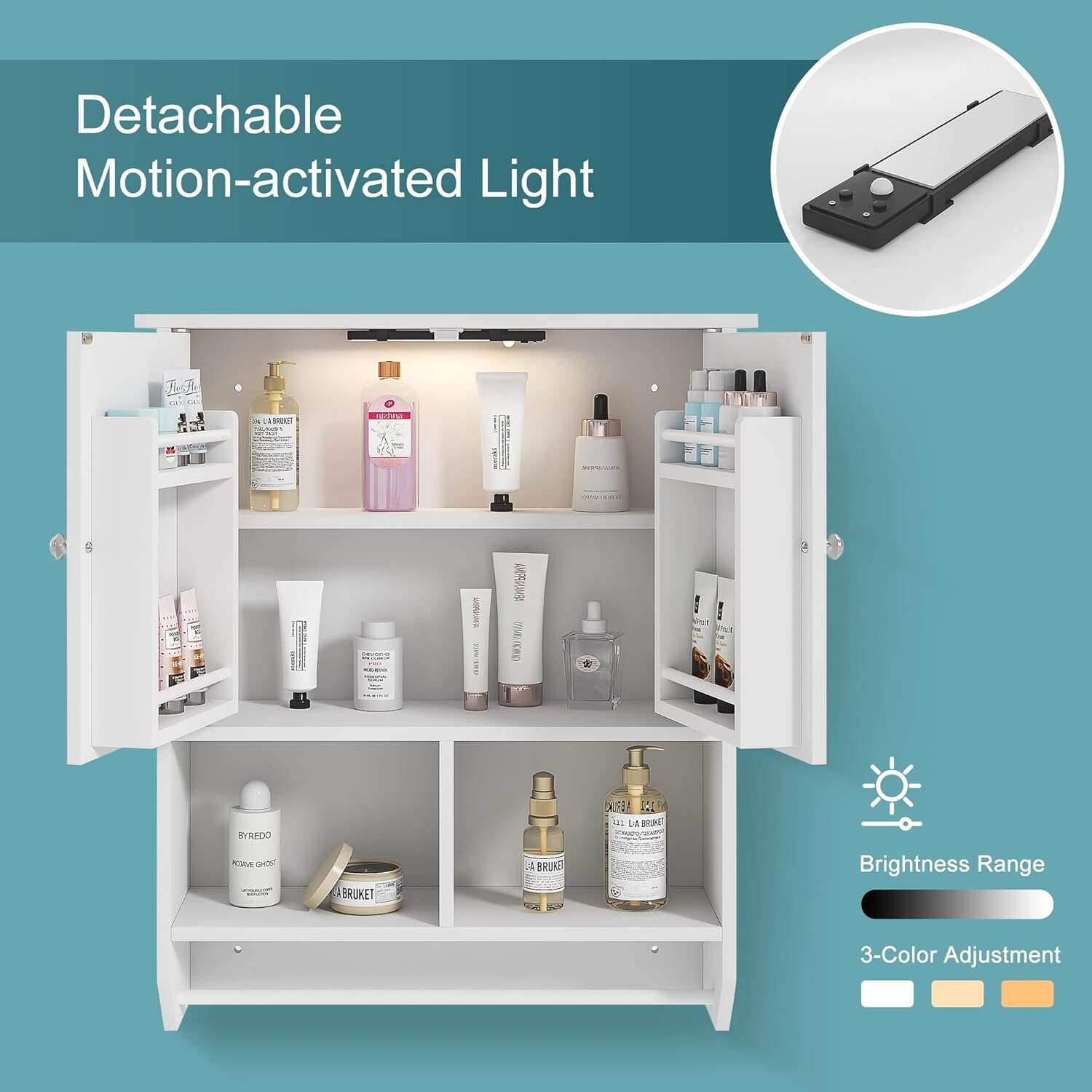 VECELO Bathroom Wall Cabinet with LED Light