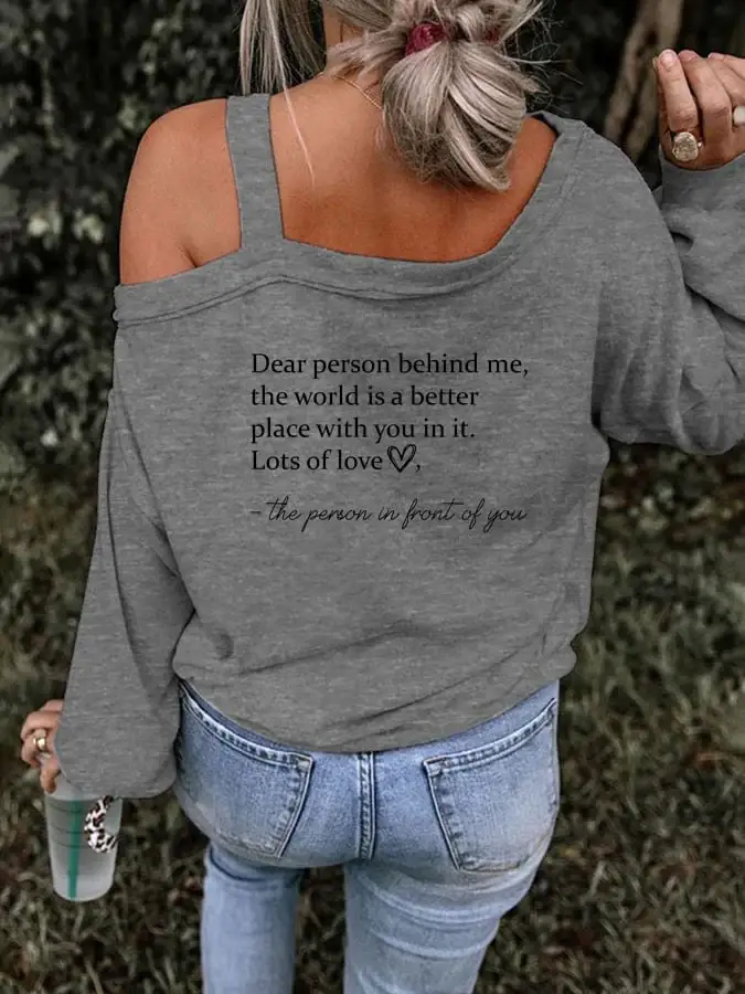 Women's Be Kind The World Is A Better Place With You In It Print Casual Balloon Sleeve T-Shirt