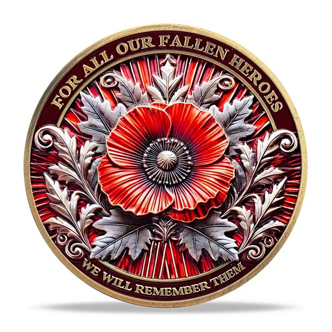 Poppy Remembrance Military Challenge Coin | Honor Fallen Heroes, Uphold “Lest We Forget” Legacy