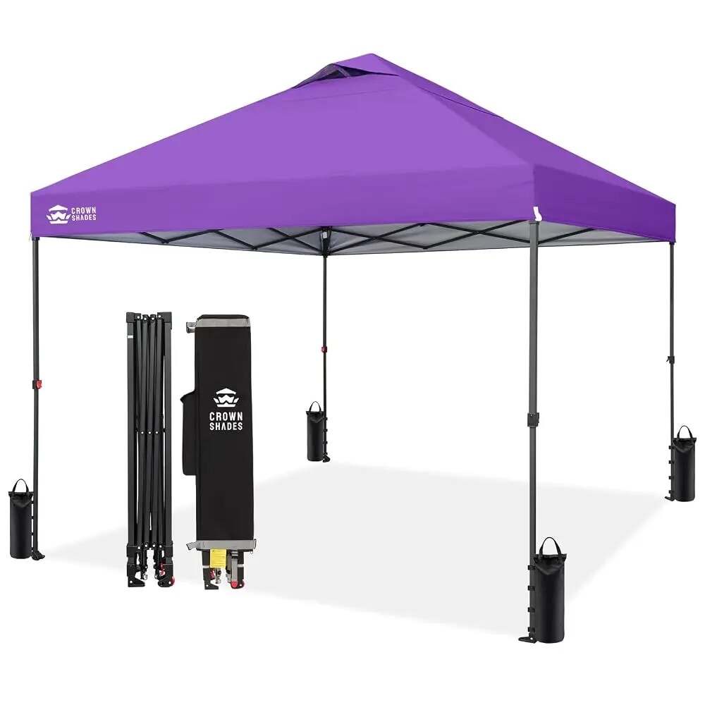 10x10 Pop Up Canopy - Patented Center Lock One Push Instant Outdoor Canopy Beach Tent with STO-N-Go Bag 8 Stakes & 4 Sand Bags