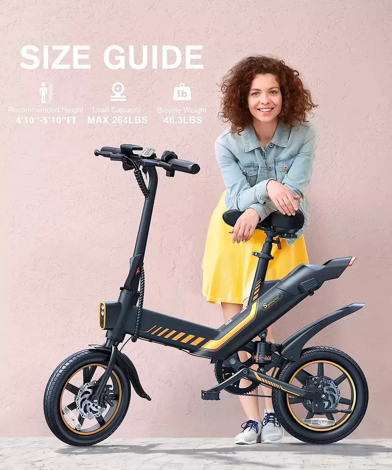 Sailnovo Electric Bike, Electric Bicycle with 18.5mph Electric Bikes for Adults Teens E Bike with Pedals, 14