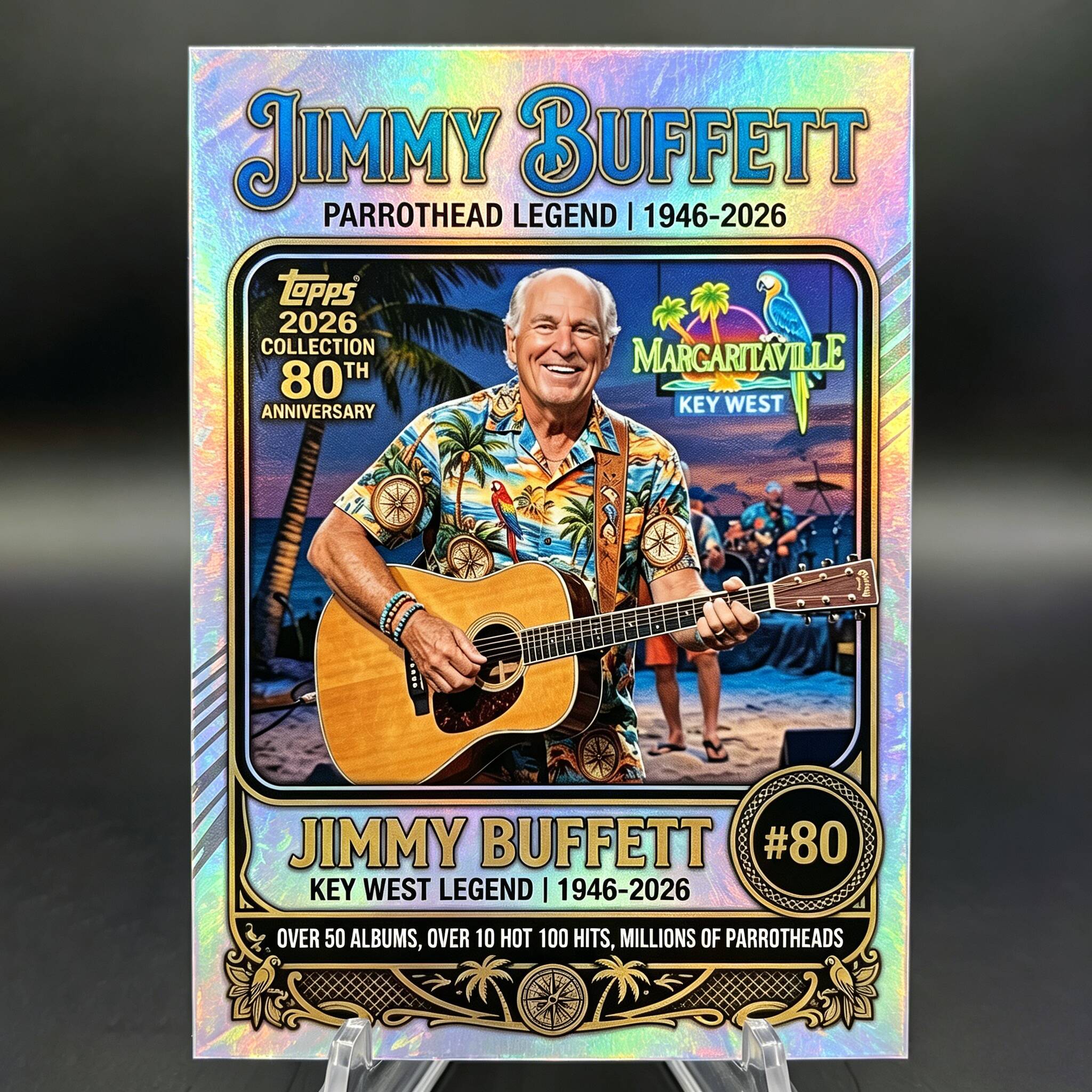 🌴 Jimmy Buffett TCG 80th Anniversary Limited Edition Holographic Trading Card!🎸