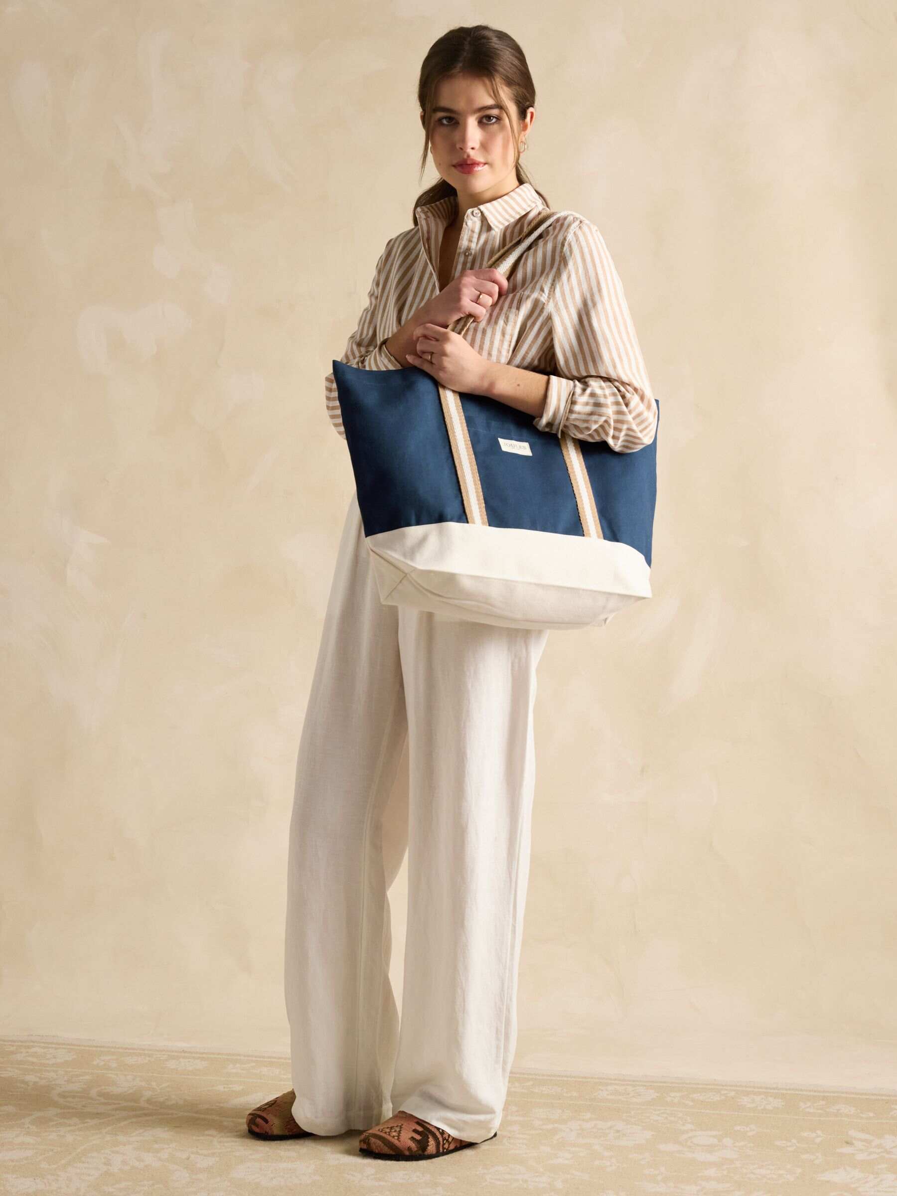 Promenade Neutral Canvas Beach Bag