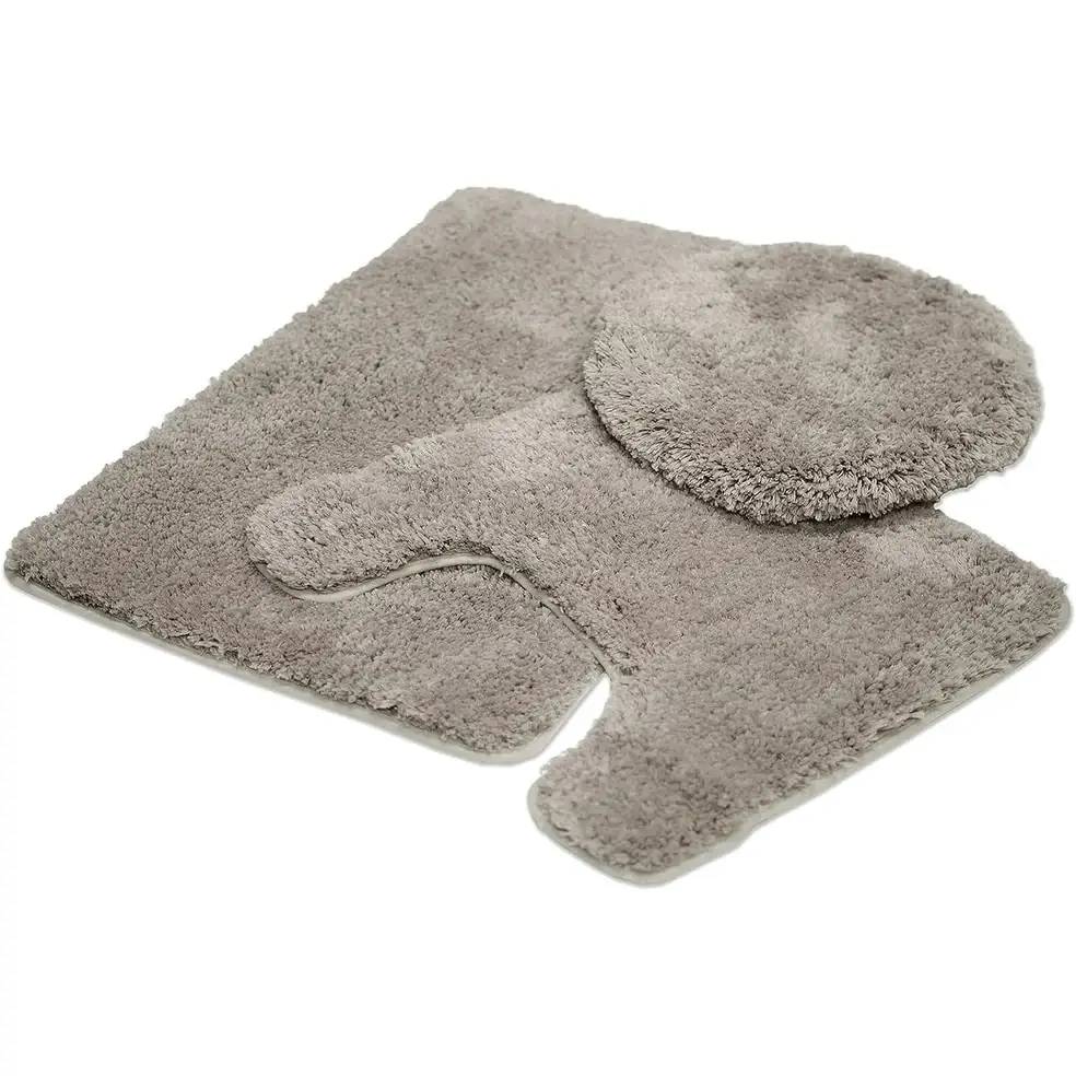 Queen Mary 3 Piece Bathroom Rug Set, Luxury Soft Plush Bath Mat, Contour Rug, Lid Cover, Non-Slip