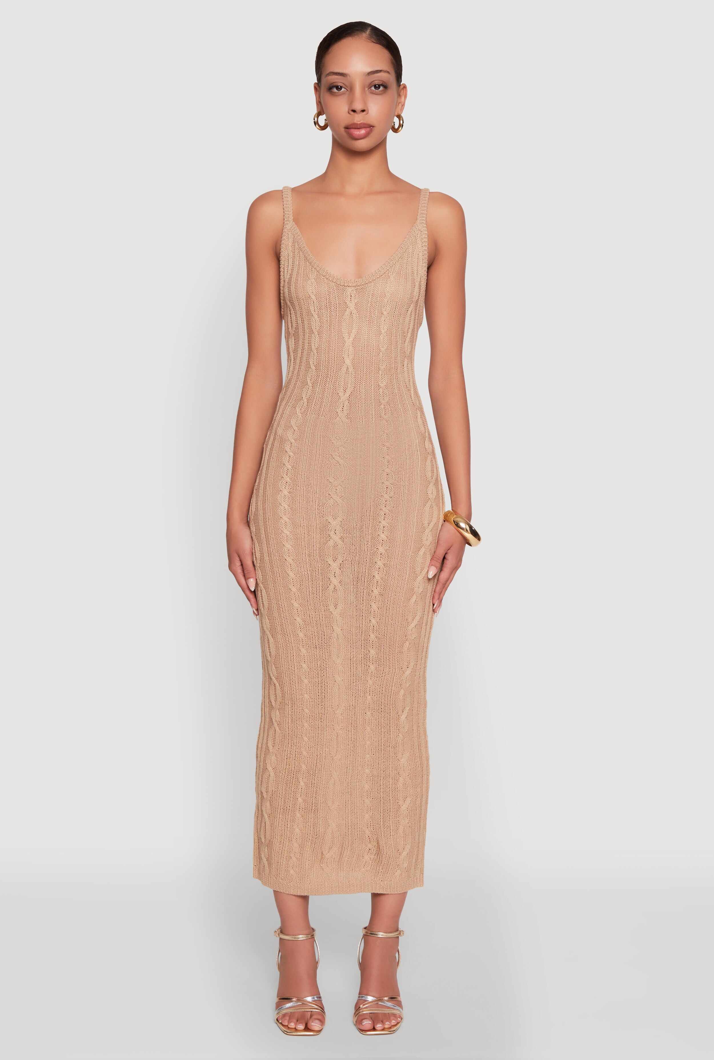 Trendy Cable Knit Sleeveless Maxi Dress