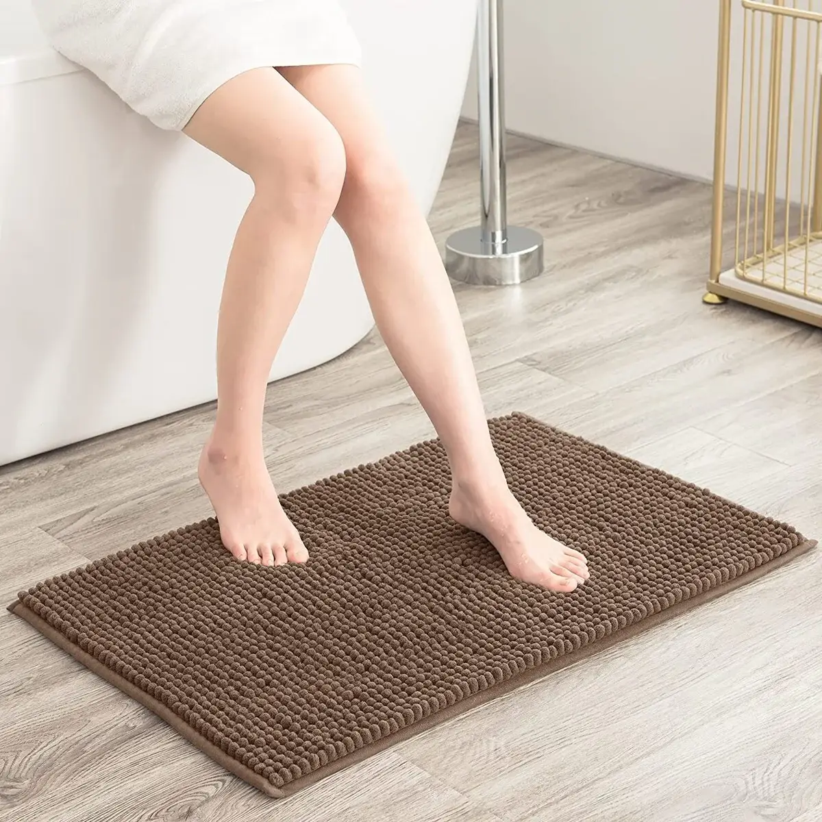 Subrtex Luxury Chenille Bath Rugs Soft Bathroom Mats