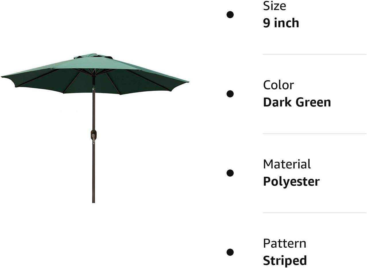 9' Outdoor Market Patio Umbrella with Push Button Tilt and Crank, 8 Ribs (Tan)