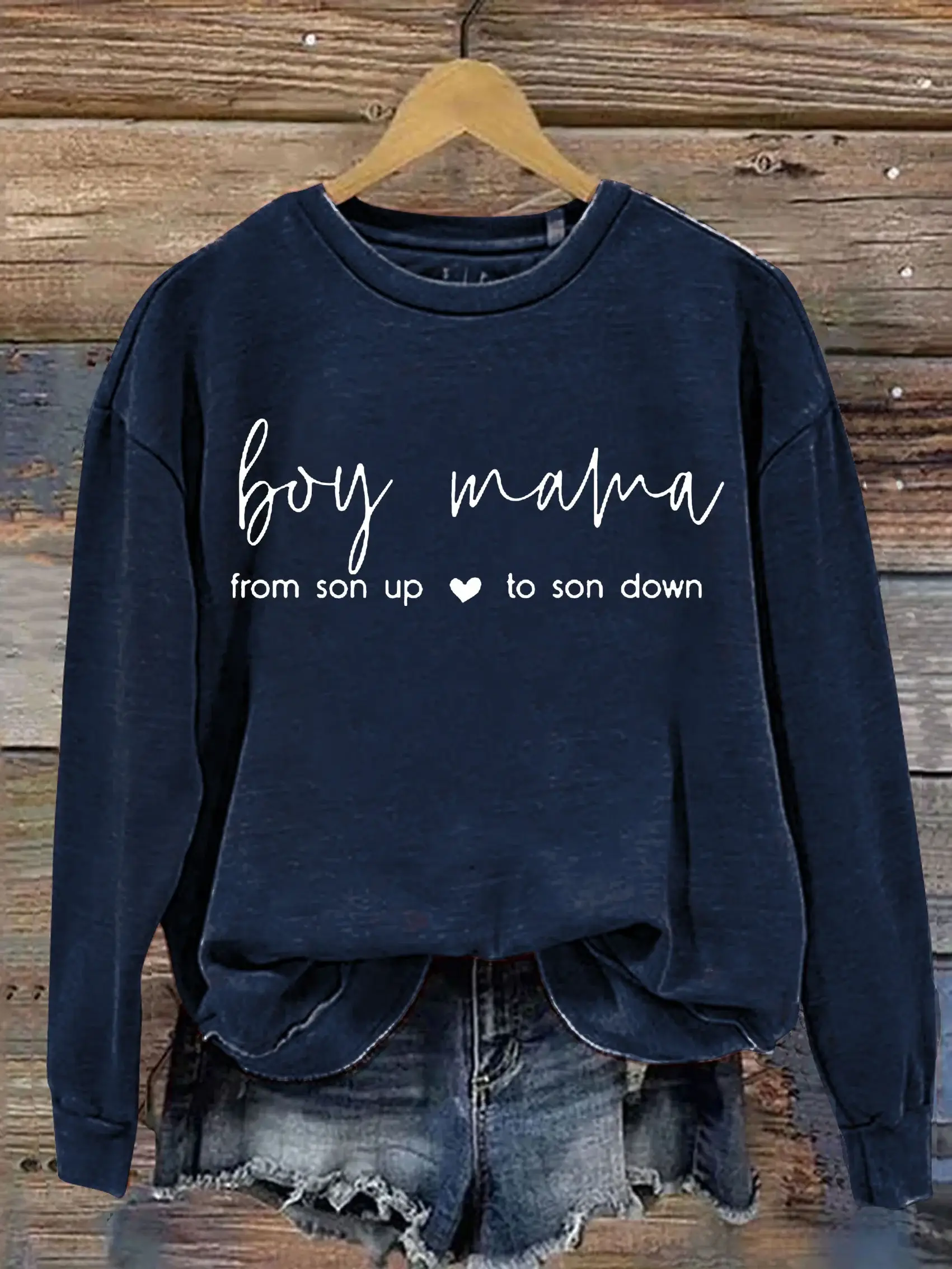 Boy��s Mom Letter Print Casual  Sweatshirt