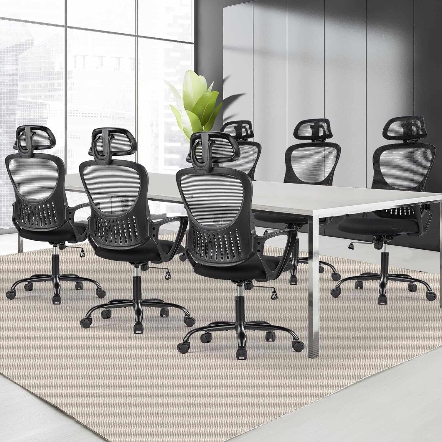 Ergonomic Office Chair, High Back Desk Chair with Headrest, Home Office Swivel Mesh Computer Chair, Executive Office Chair