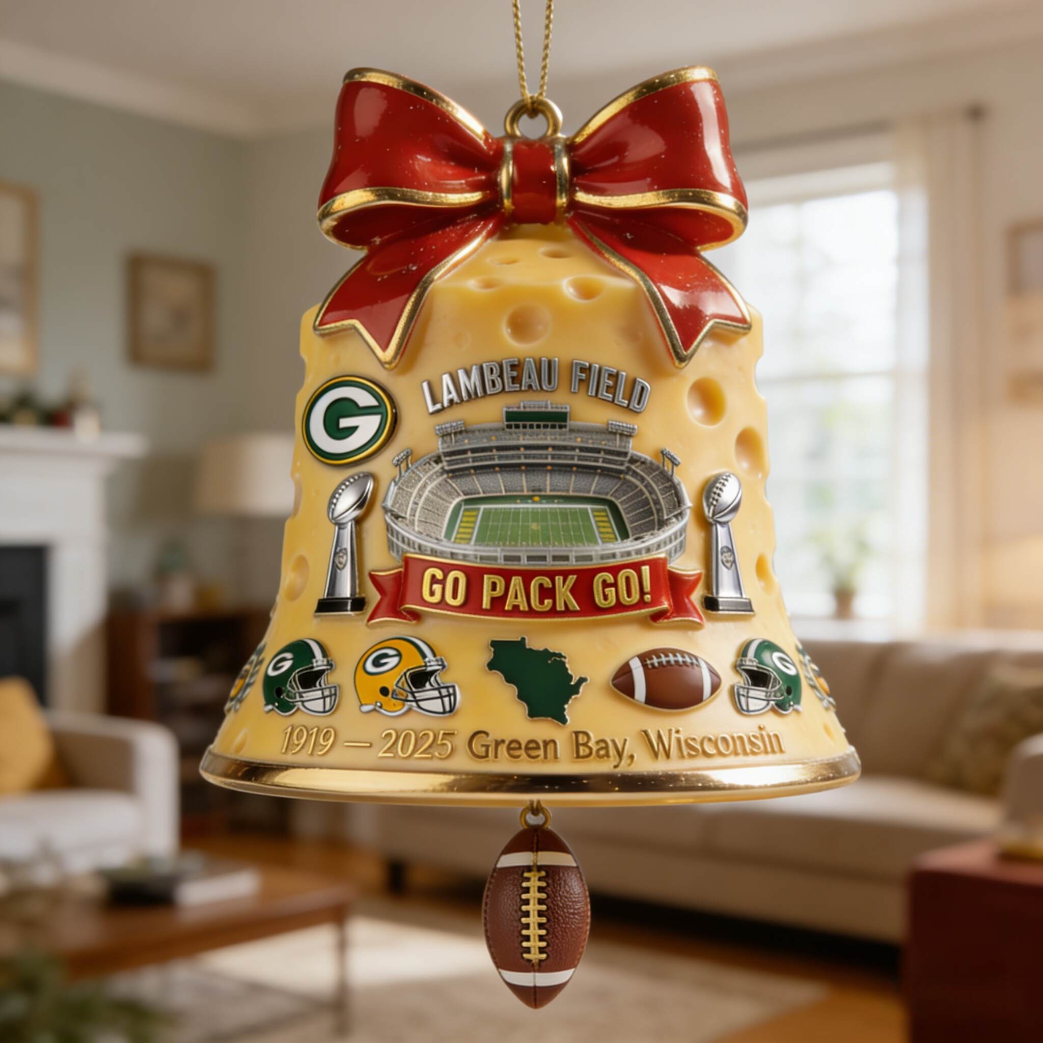 Lambeau Field Heritage Cheese Bell Ornament
