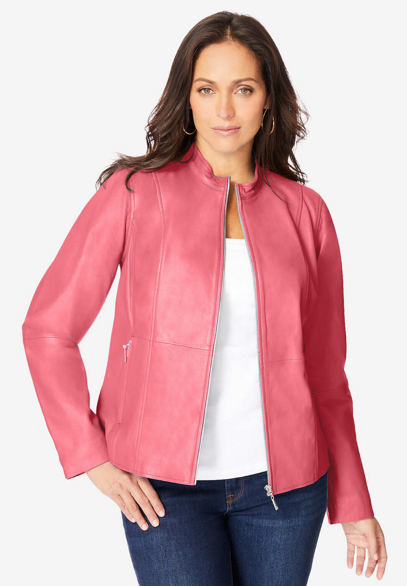 Zip Front Leather Jacket