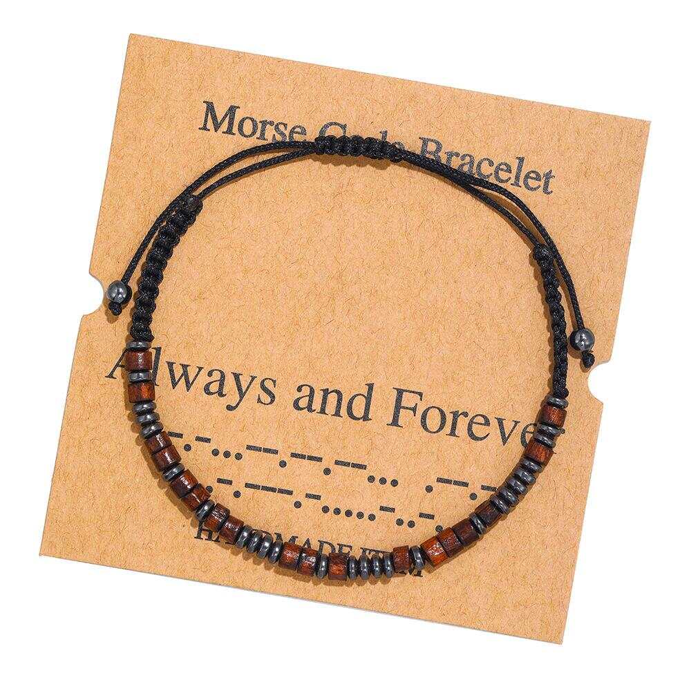 Women's Men's Unisex Morse Code Alphanumeric Weave Couple Bracelet