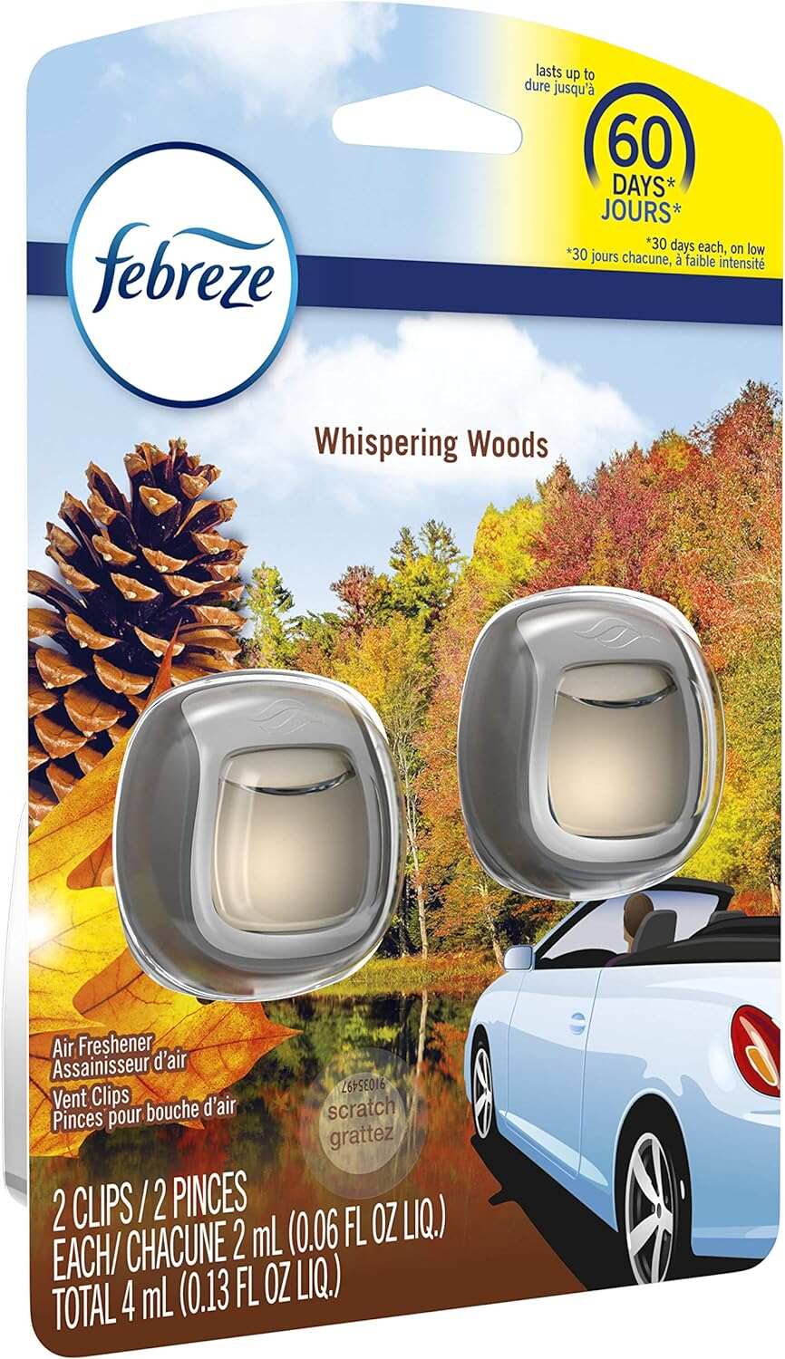 Febreze Car Air Fresheners, New Car Scent, Odor Eliminator for Strong Odors Car Vent Clips (2 Count)