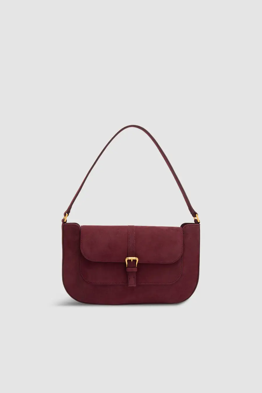 Black Semi Patent Leather Shoulder Bag