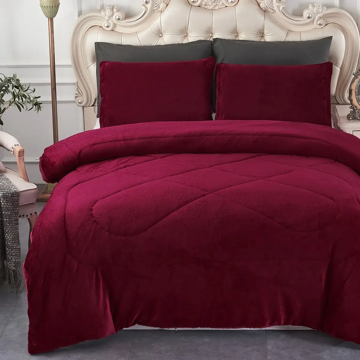 Fleece/ Sherpa Down Alternative 3-piece Comforter Set