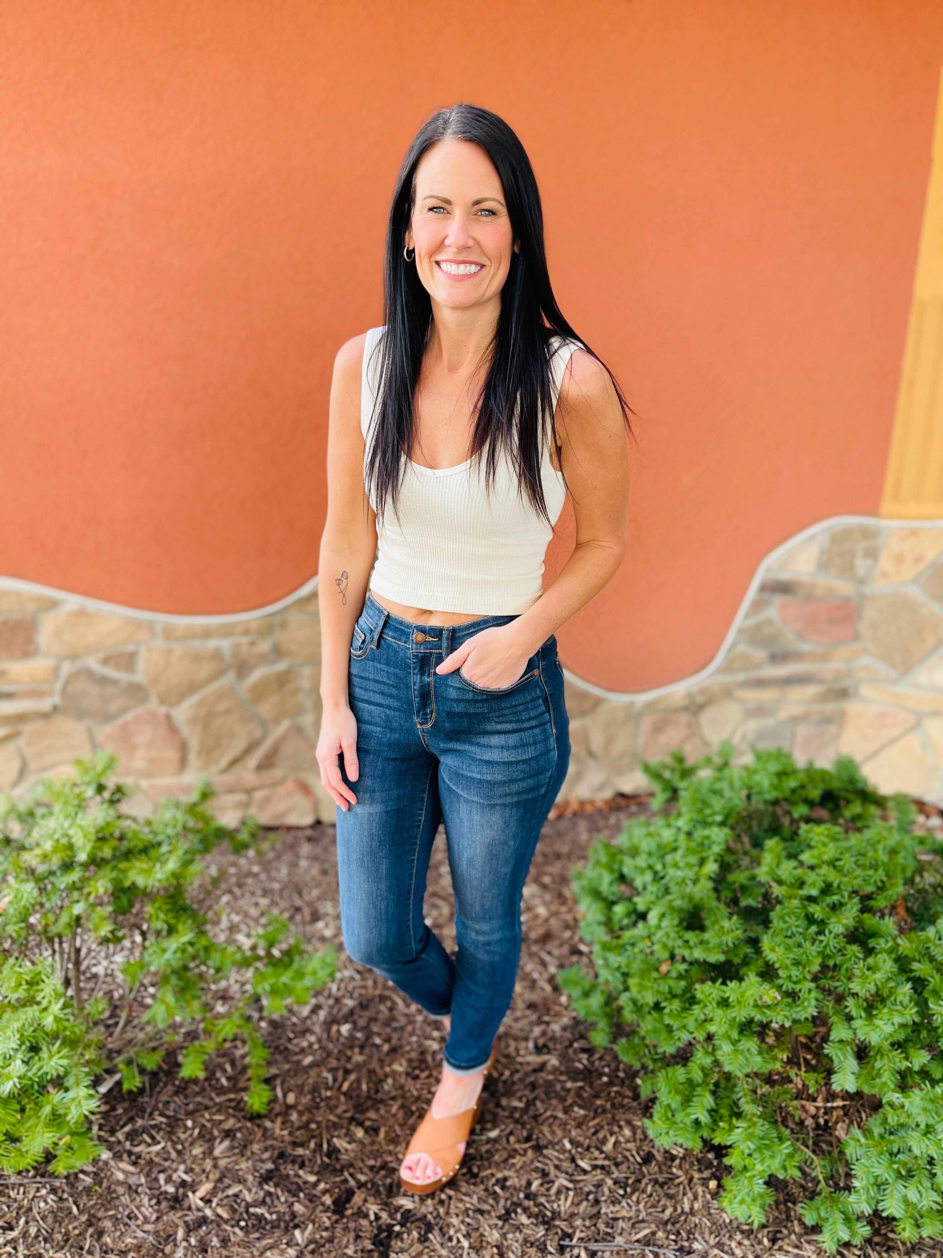Reg/Curvy Blessed and NonDistressed Relaxed Fit Jeans