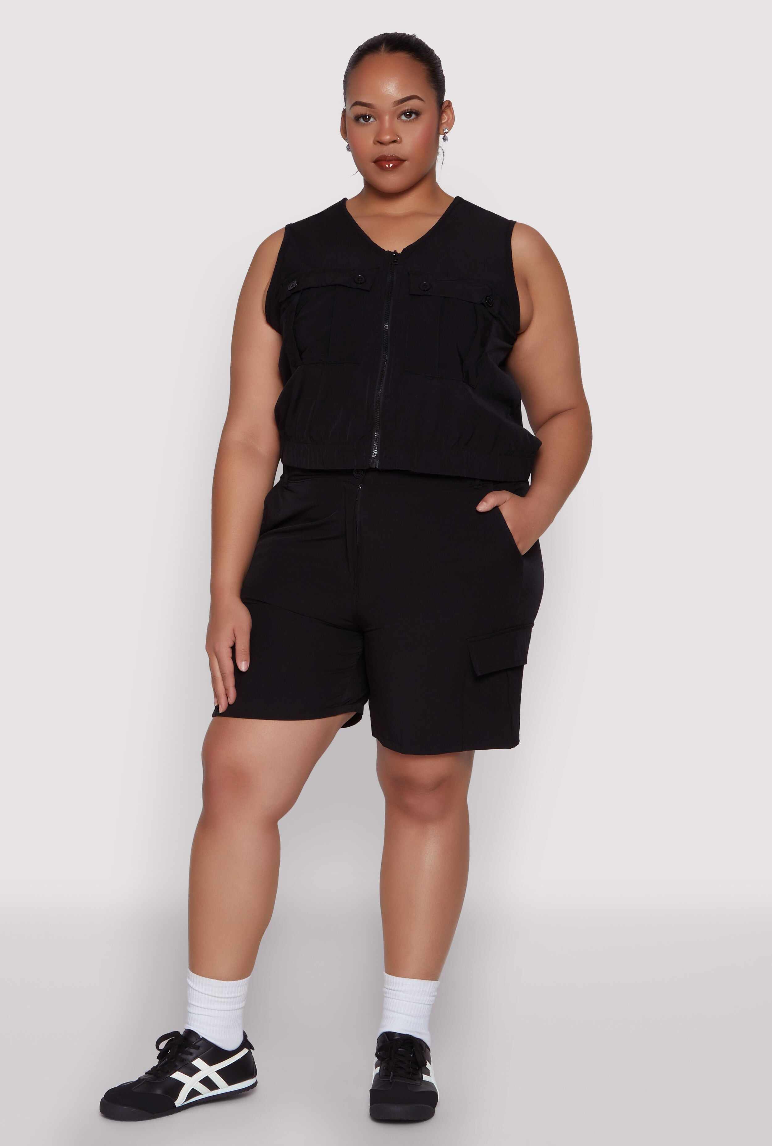 Plus Size Nylon Cargo Shorts