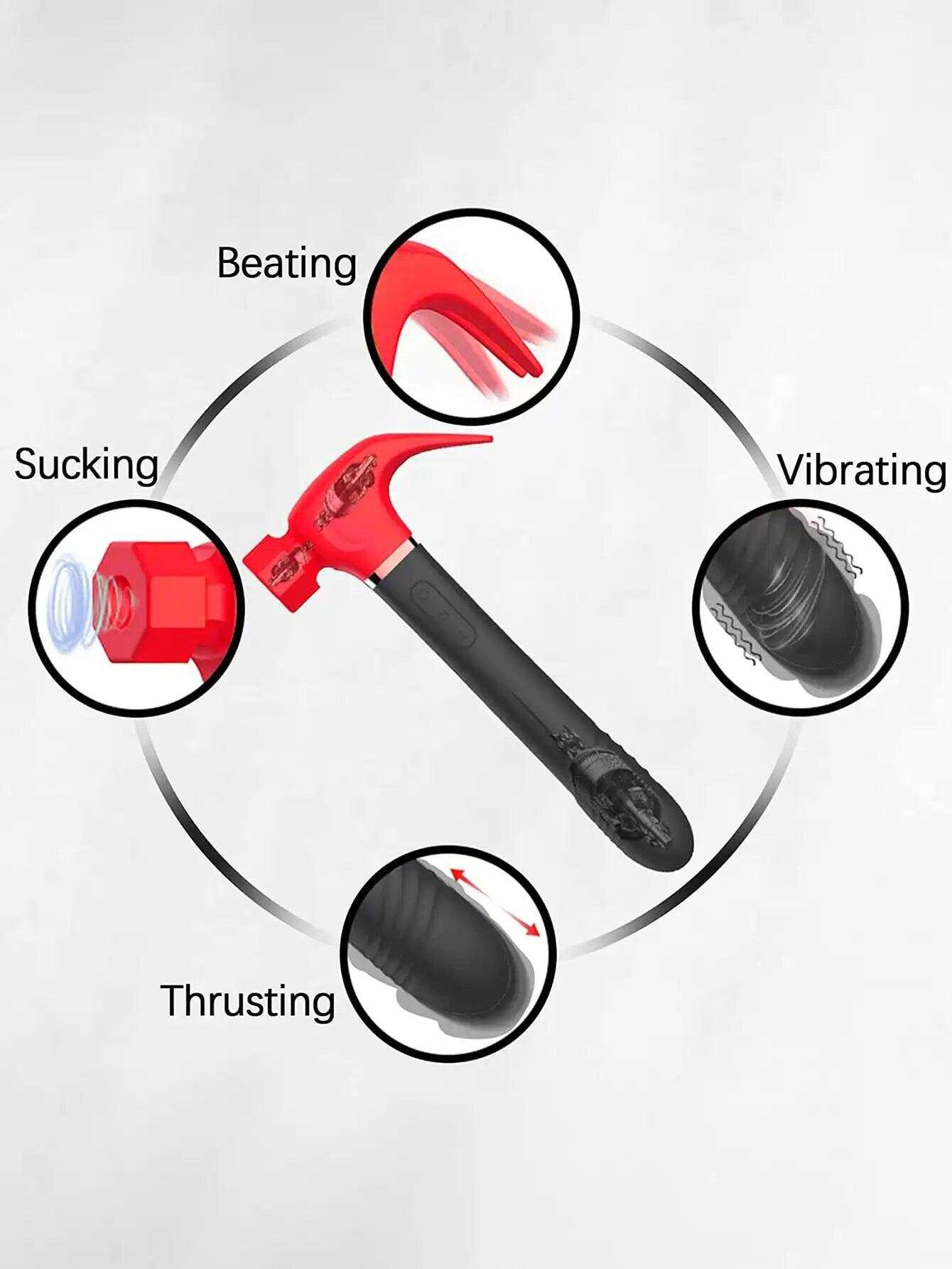 Hammer Suction Disc Vibrator – Multi-Zone Pleasure Device with Licking, Suction & Telescopic Thrusting