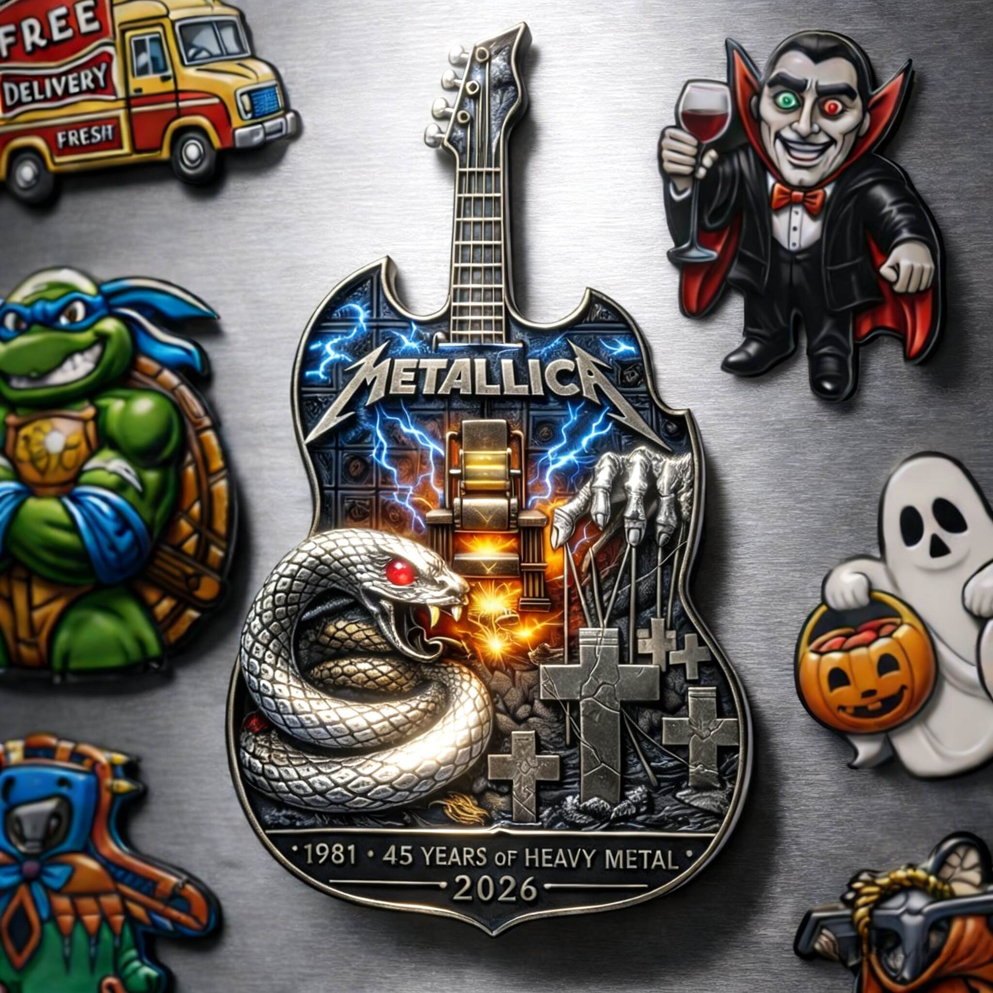 Metallica 45th Anniversary Heavy Metal Fridge Magnet