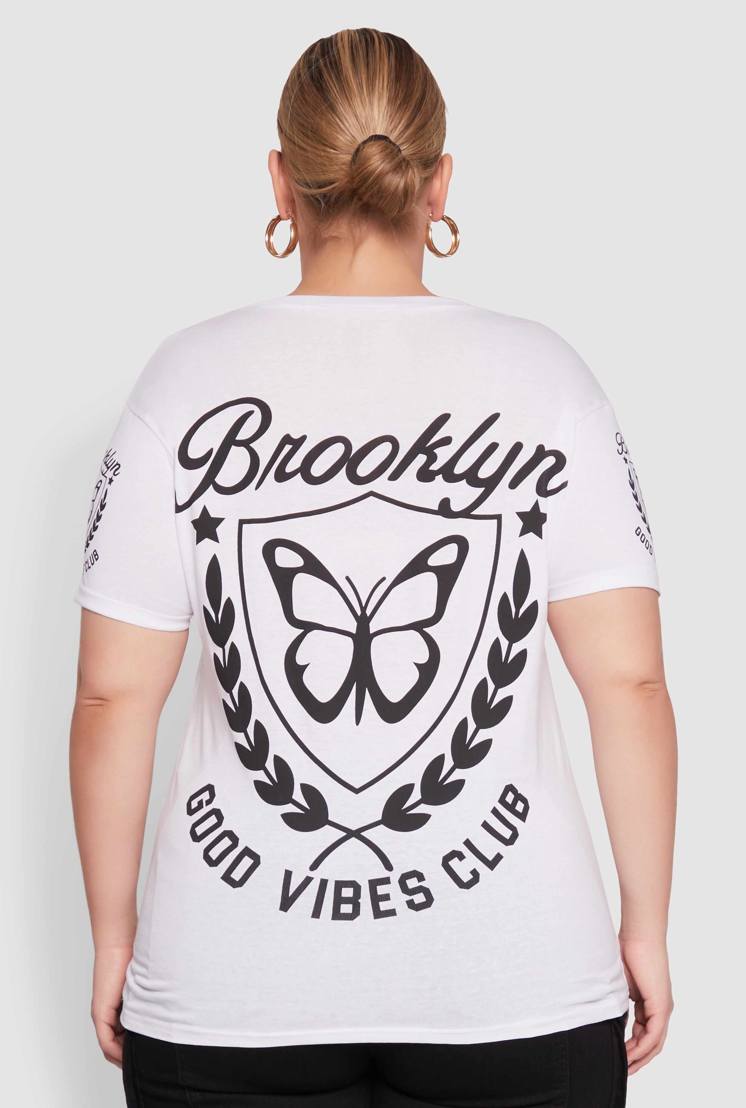 Plus Size Brooklyn Butterfly Good Vibes Club Graphic Tee