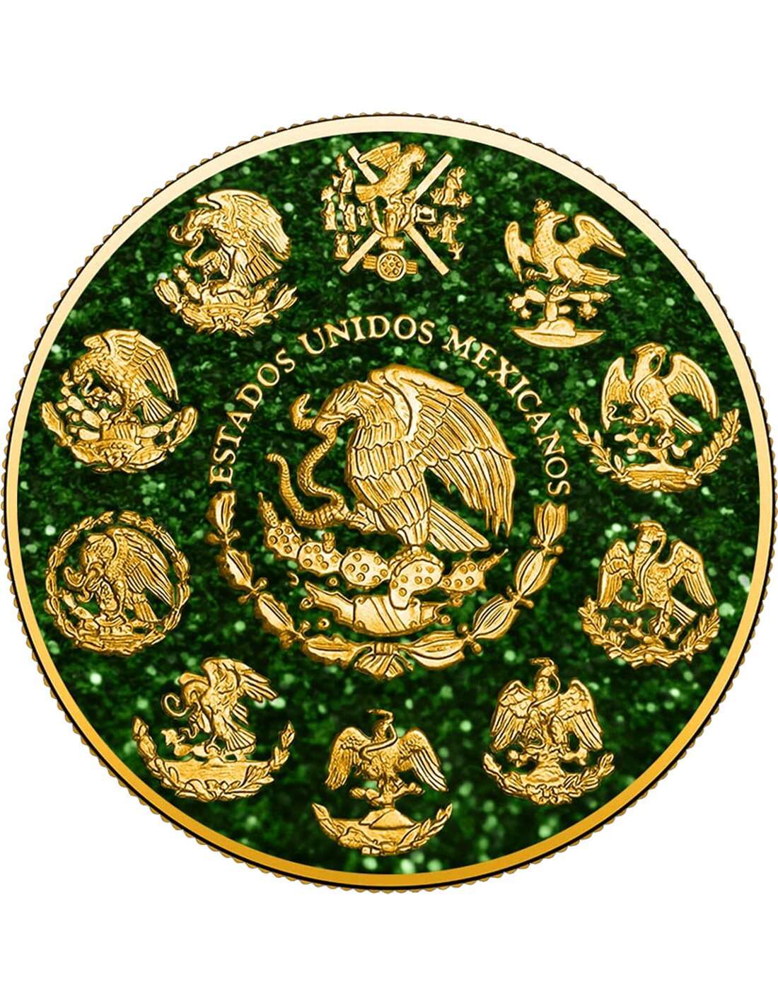 EMERALD Precious Gemstones Libertad 1 Oz Silver Coin Mexico 2023