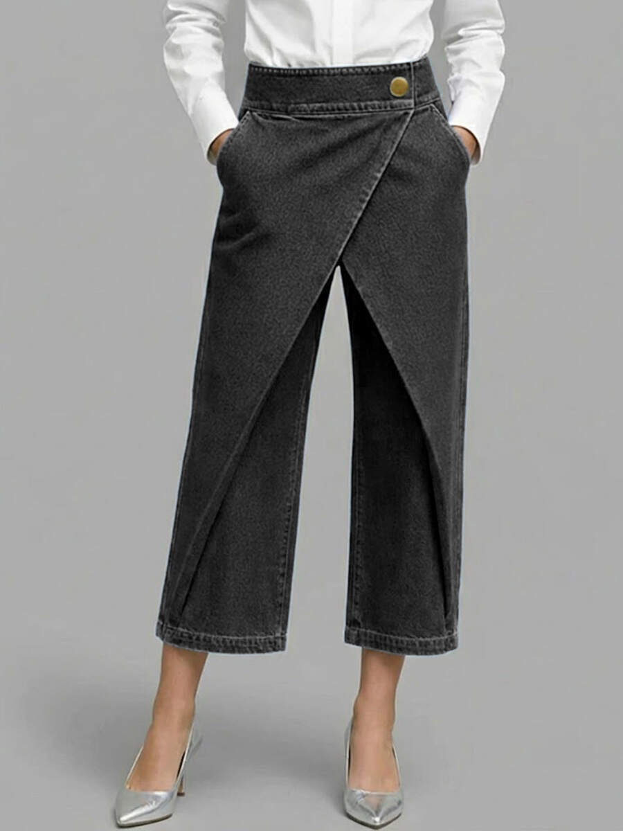 🔥Summer Arrivals🌟Women's High-waisted Loose-fitting Cropped Wide-leg Jeans