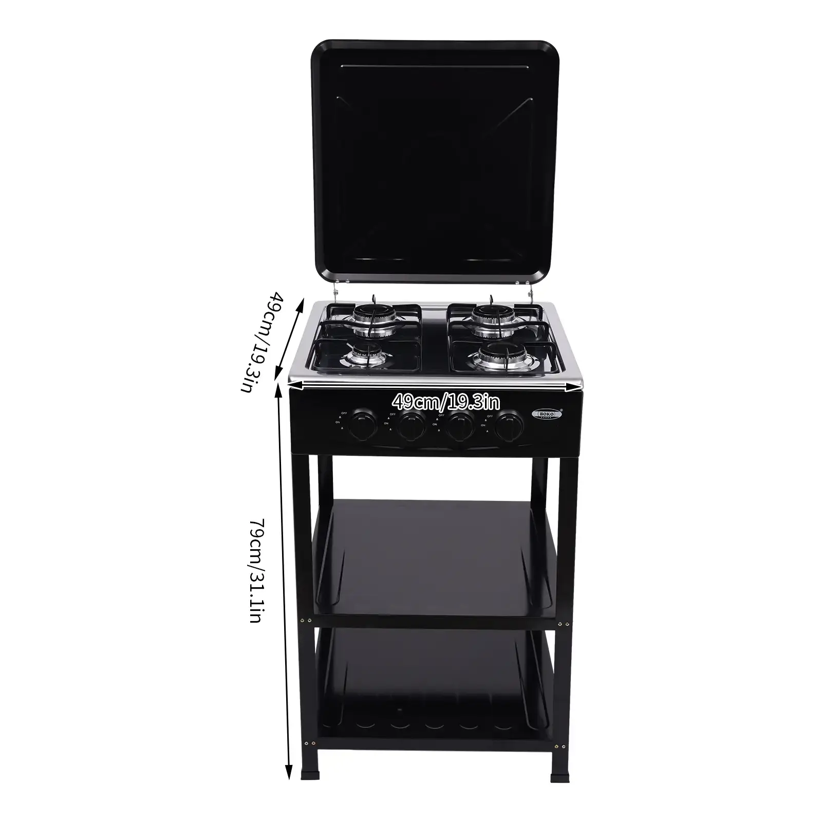 4 Burner Freestanding Gas Stove NG LPG Outdoor Camping Portable Cooktop with 4 Knobs Manual Ignition for RV Travel Emergency Preparedness Family Use